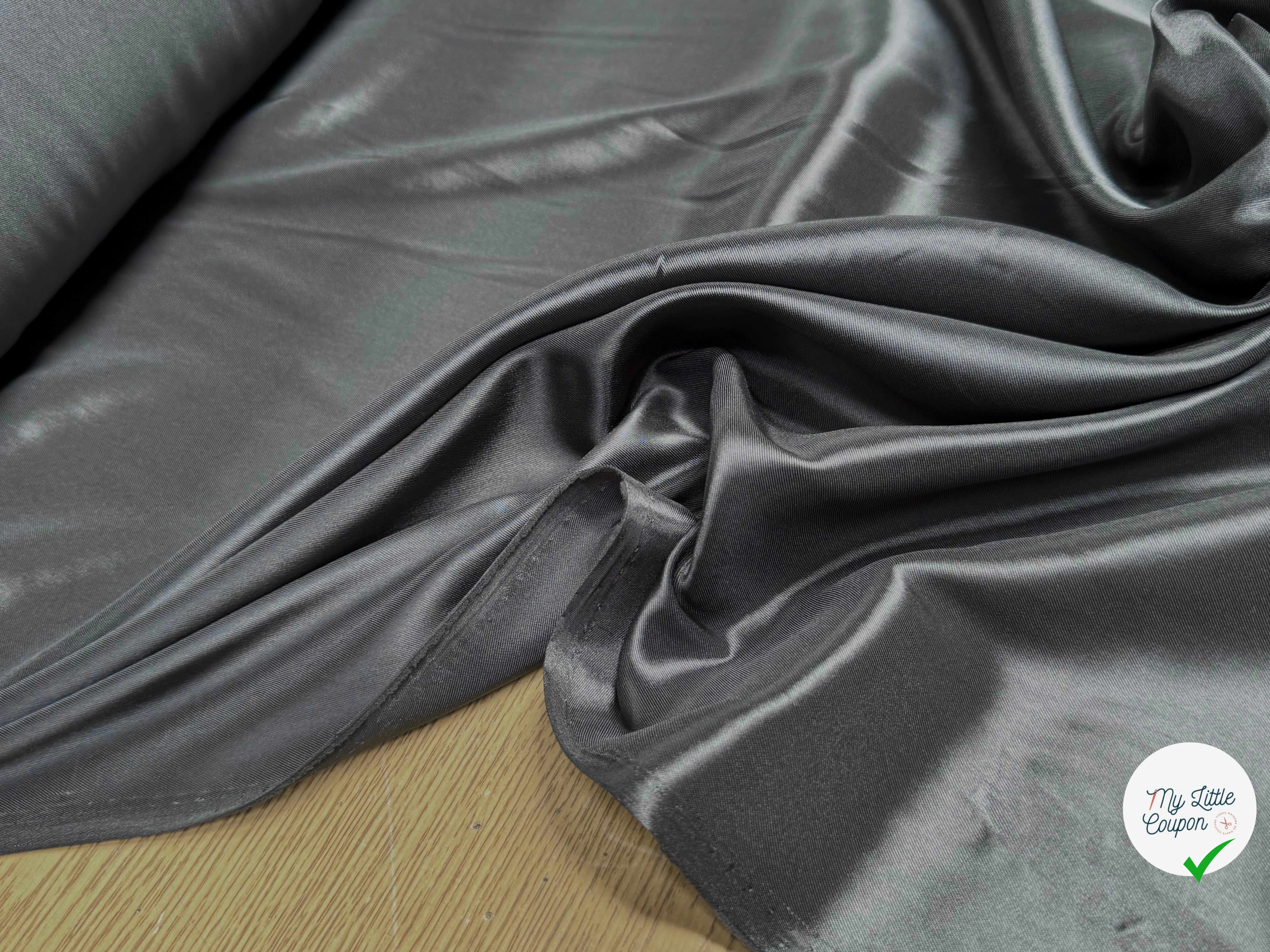 DOUBLURE SATINÉE GRISE ACIER STRETCH 67% ACETATE - My Little Coupon