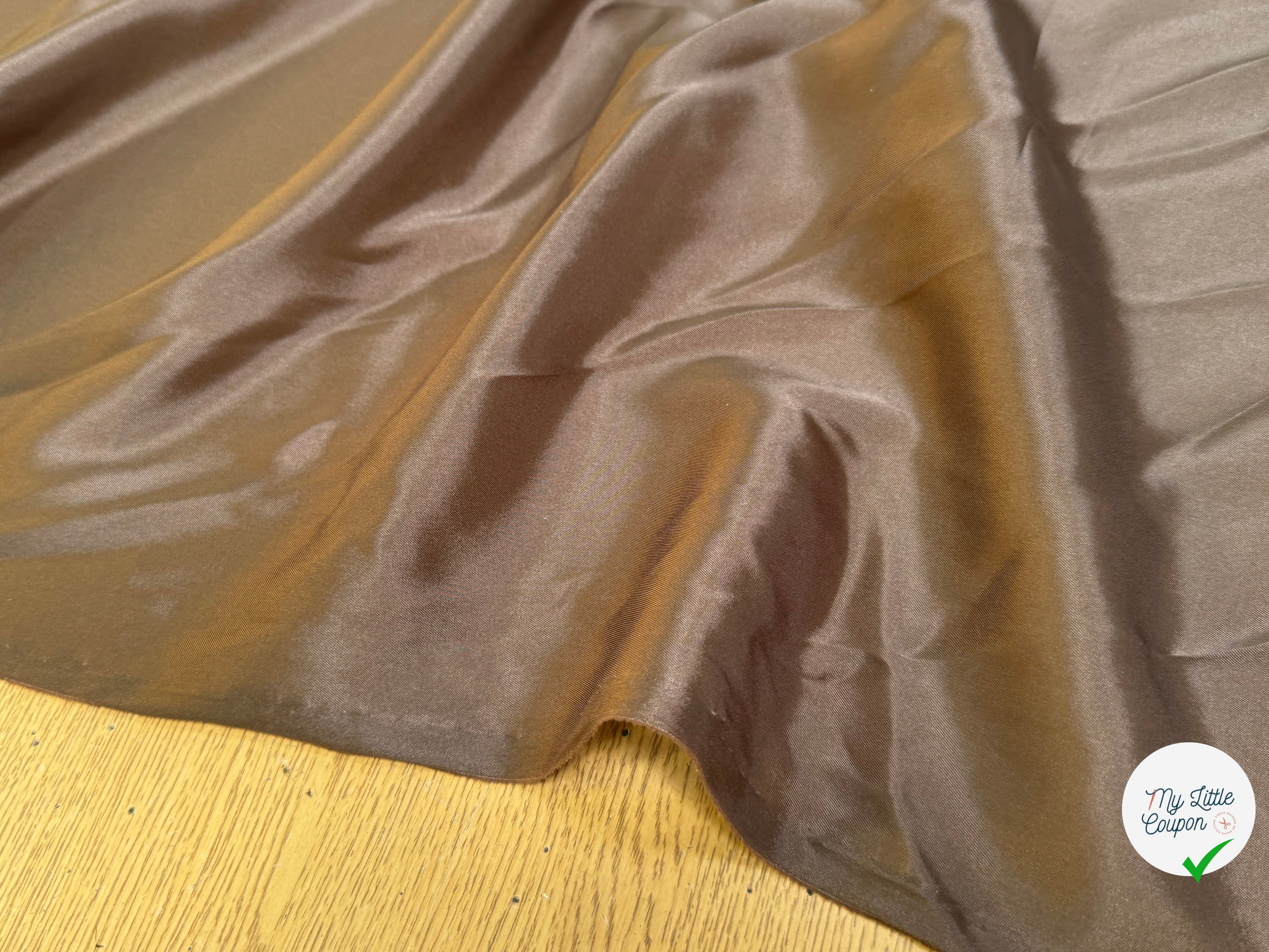 DOUBLURE SATINÉE STRETCH CHOCO MARRON 62% ACETATE - My Little Coupon