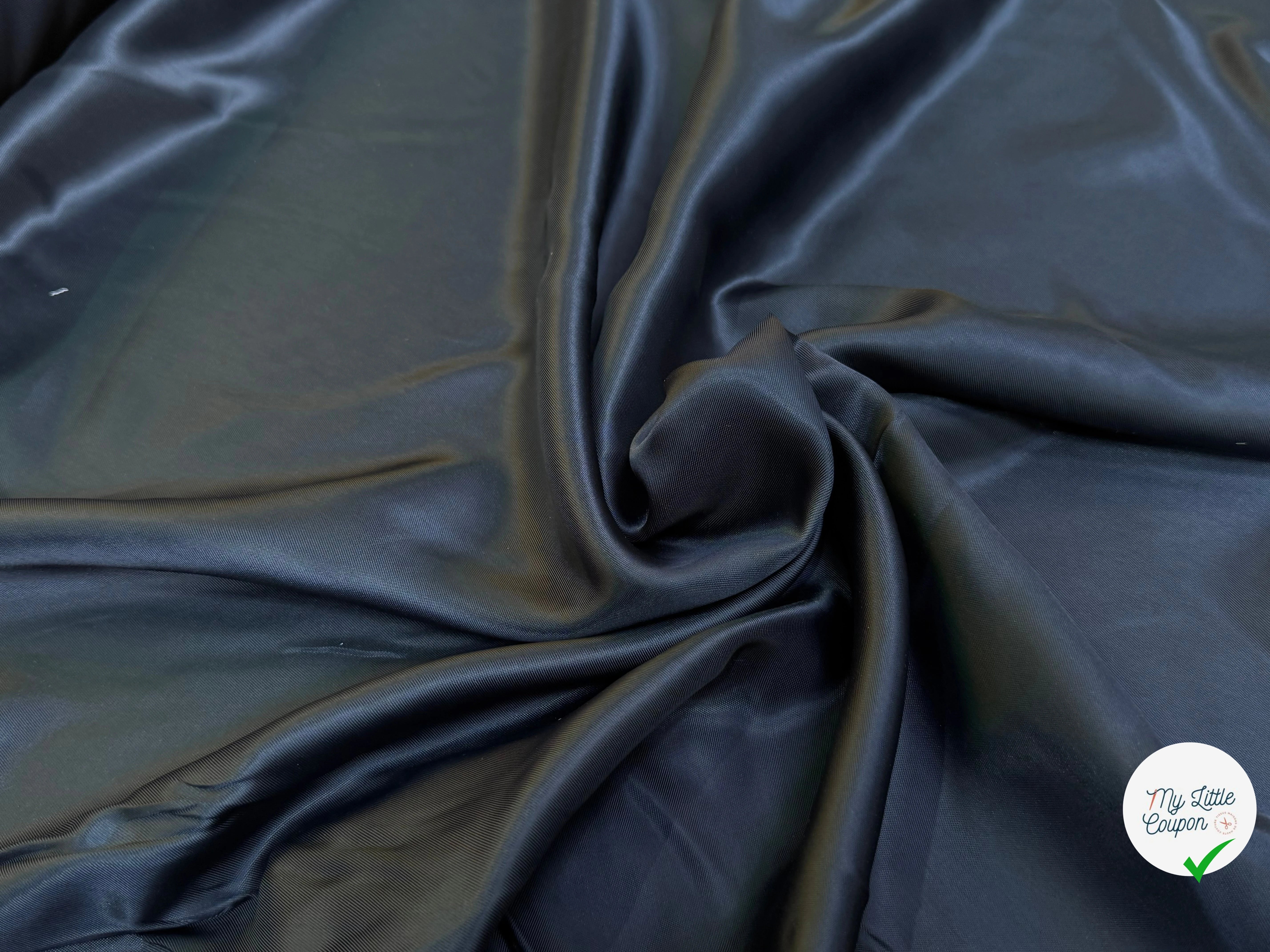 DOUBLURE VISCOSE ACETATE BLEU NUIT LÉGÈREMENT SATINÉE - My Little Coupon
