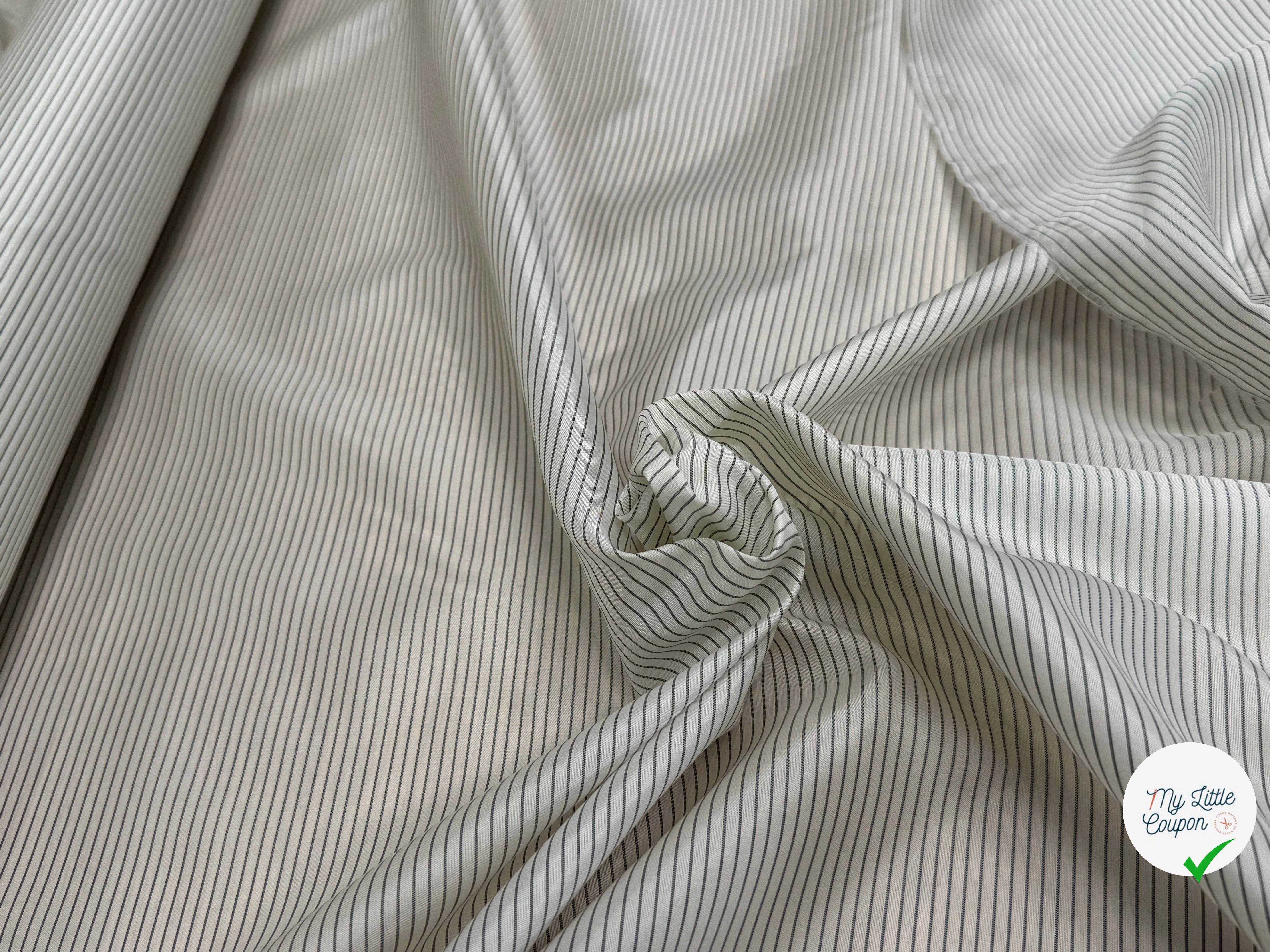 DOUBLURE VISCOSE FINES RAYURES 80% VISCOSE ÉCRU - My Little Coupon