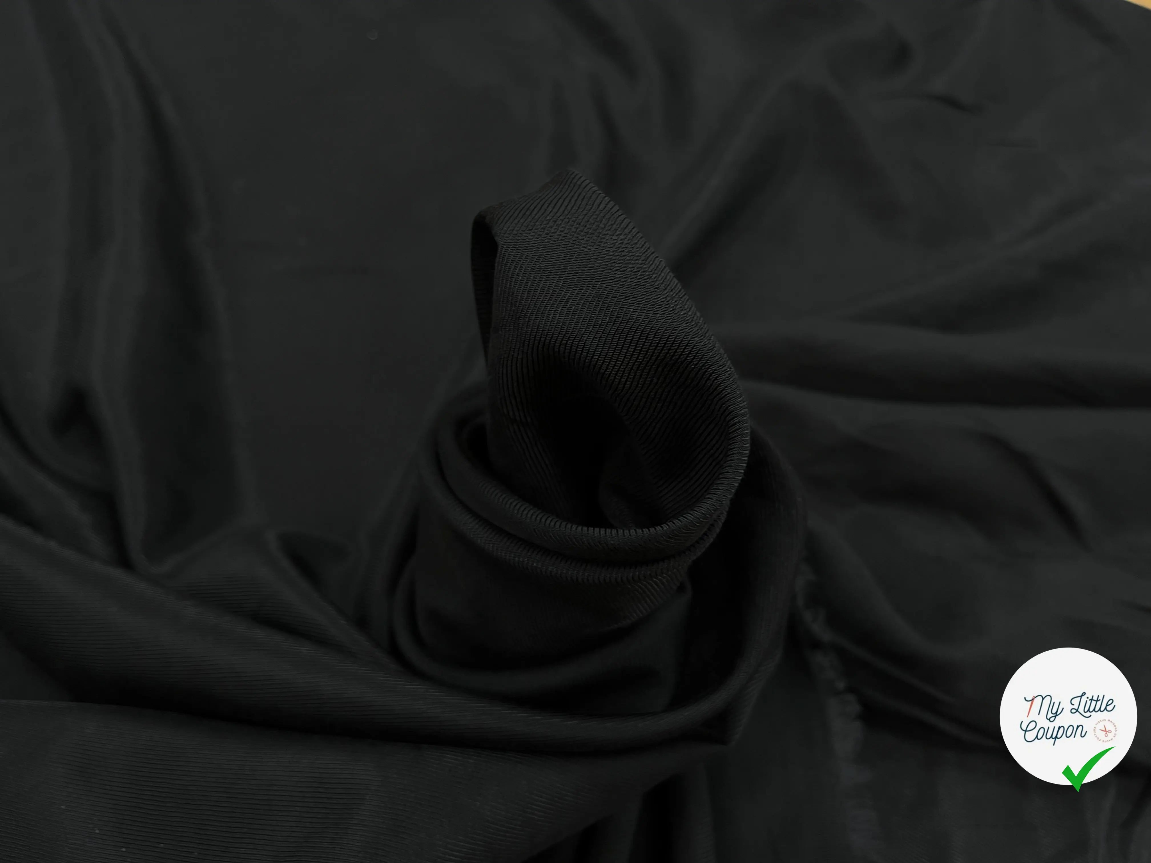DOUBLURE VISCOSE SERGÉE UNI NOIR FINE RAYURE LISSE - My Little Coupon
