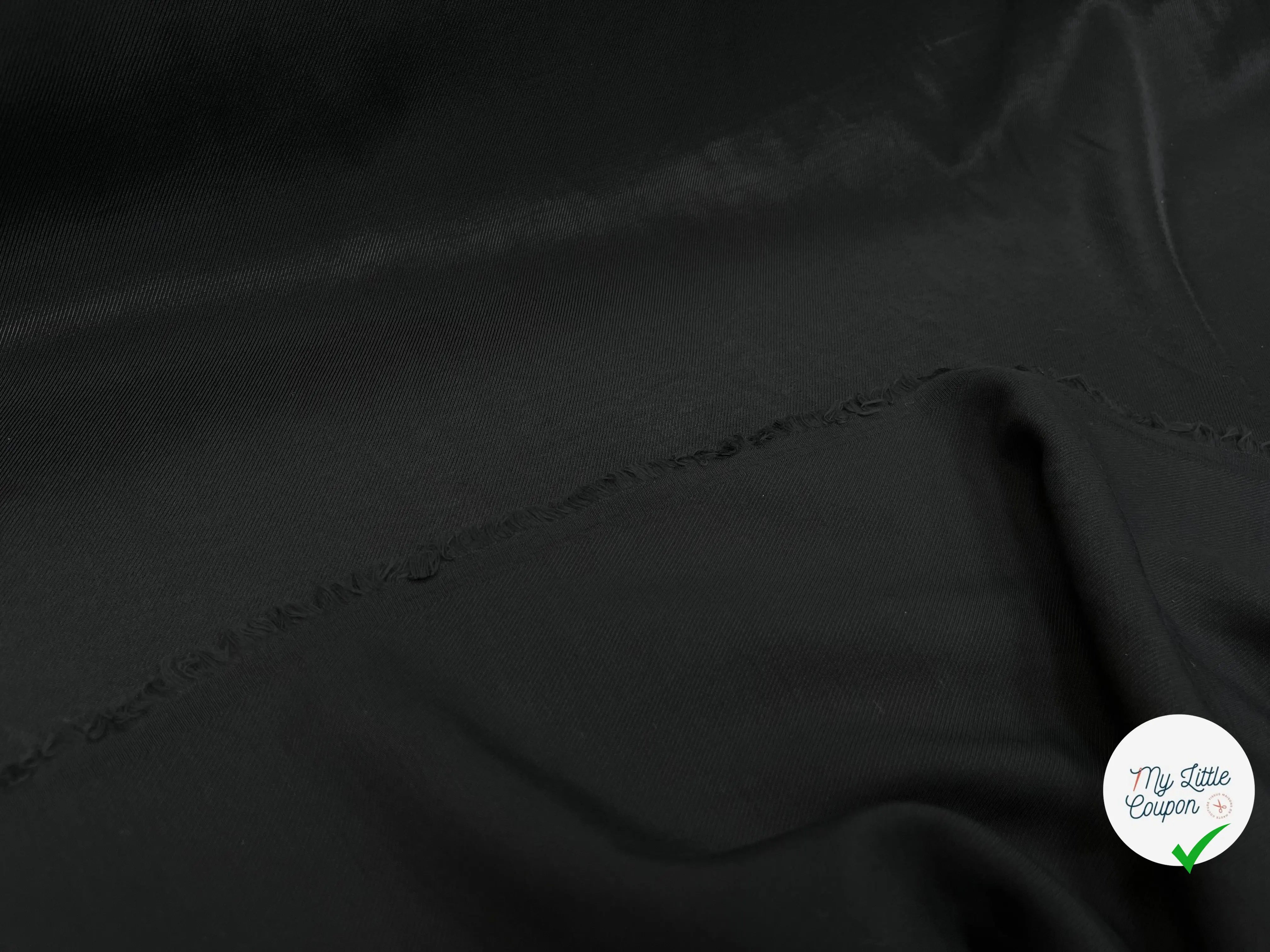 DOUBLURE VISCOSE SERGÉE UNI NOIR FINE RAYURE LISSE - My Little Coupon