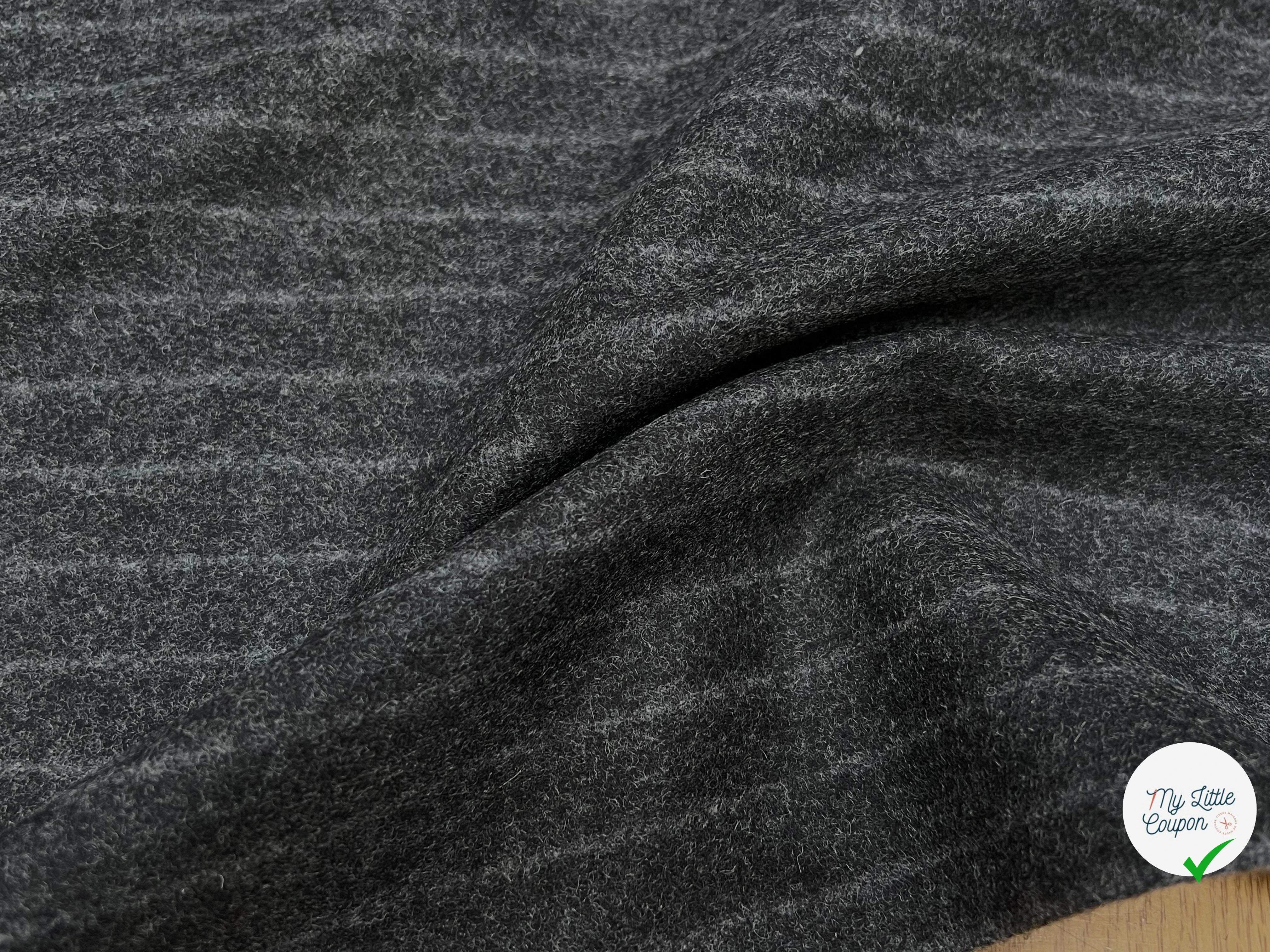 DRAP DE LAINE LOURD GROSSES RAYURES GRIS 80% LAINE VIERGE - My Little Coupon