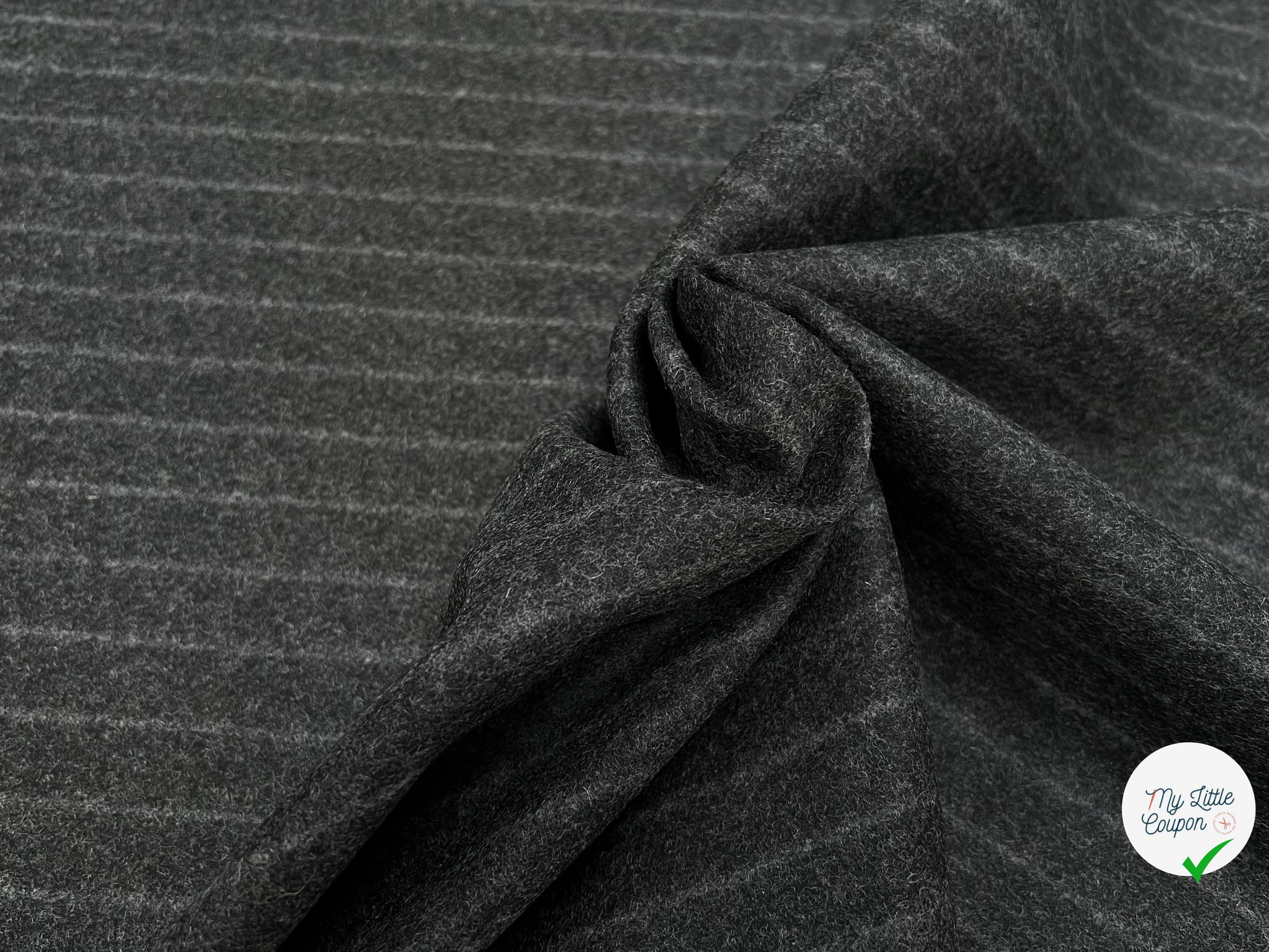 DRAP DE LAINE LOURD GROSSES RAYURES GRIS 80% LAINE VIERGE - My Little Coupon