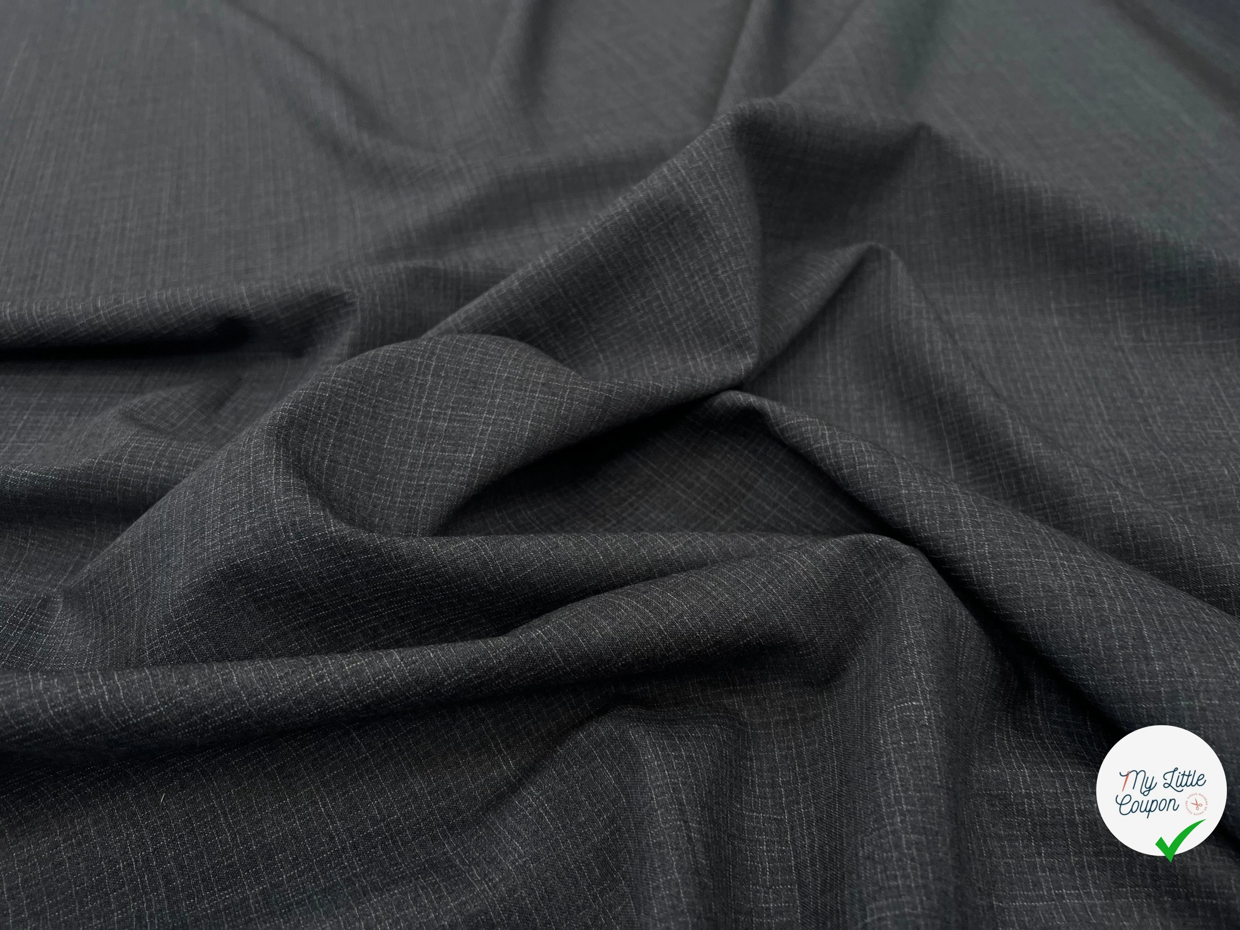 DRAPERIE 100% LAINE GRIS CHINÉ FONCÉ LAIZE 156 - My Little Coupon