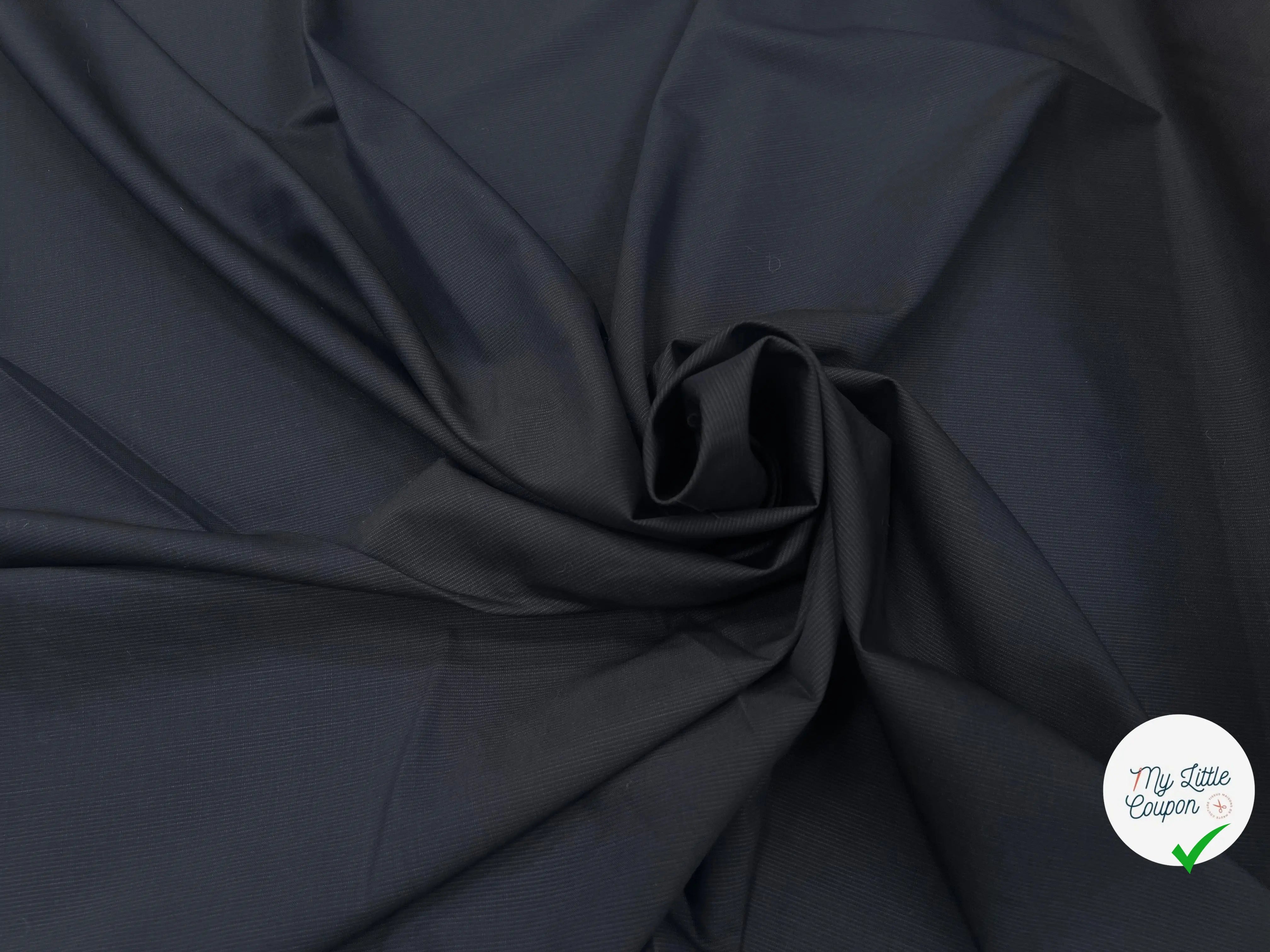 DRAPERIE 100% LAINE VIERGE BLEU NUIT RAYÉE FINES RAYURES - My Little Coupon