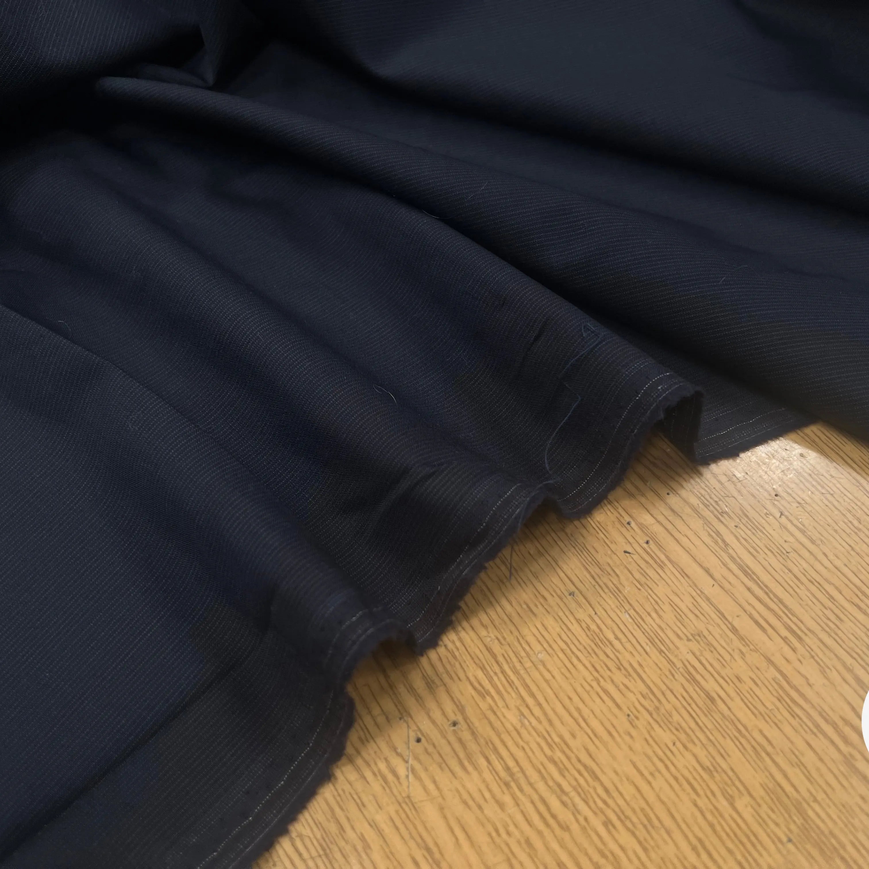 DRAPERIE 100% LAINE VIERGE BLEU NUIT RAYÉE FINES RAYURES - My Little Coupon