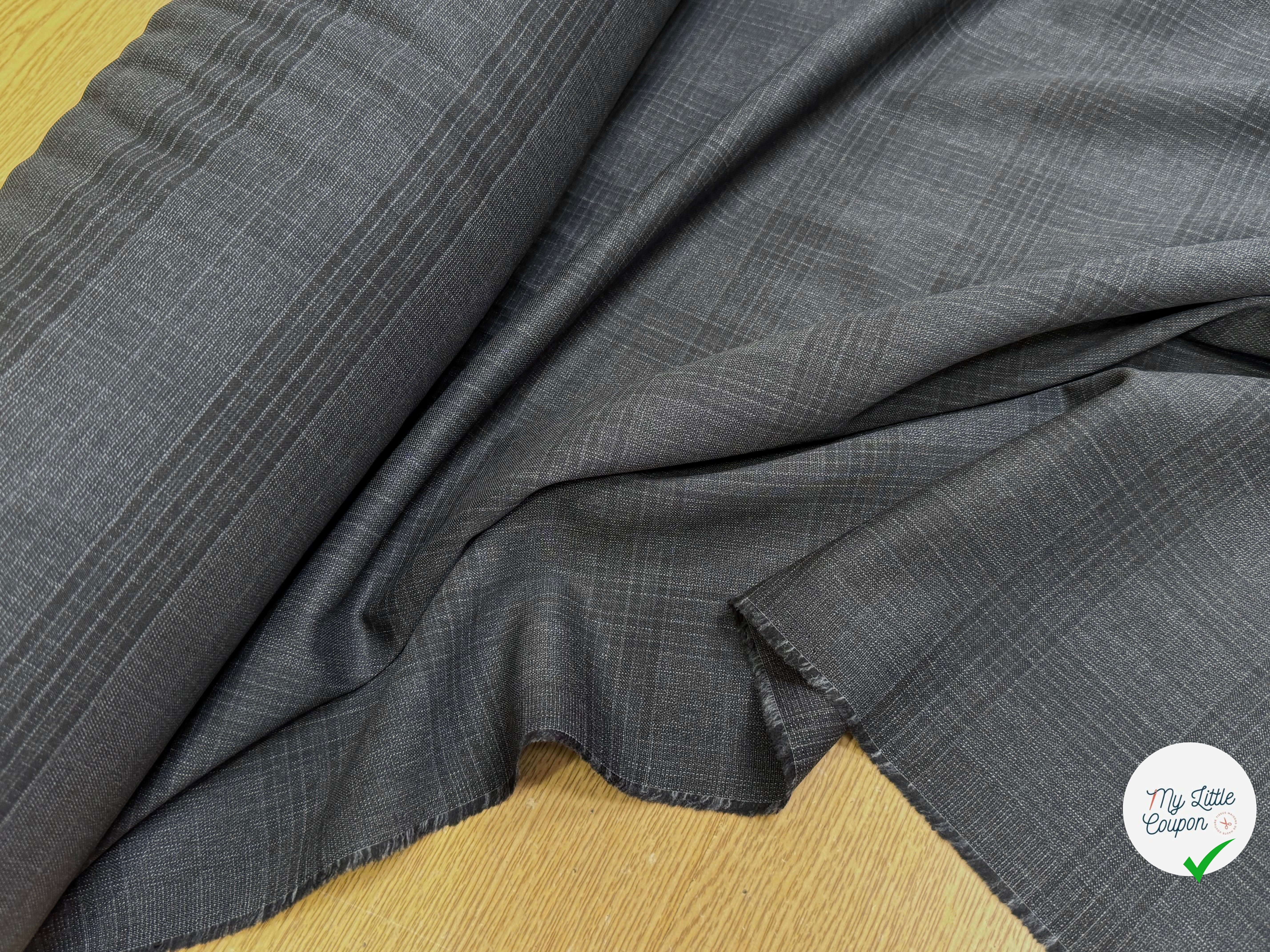 DRAPERIE 100% LAINE VIERGE ÉLÉGANTE À CARREAUX ANTHRACITE - My Little Coupon