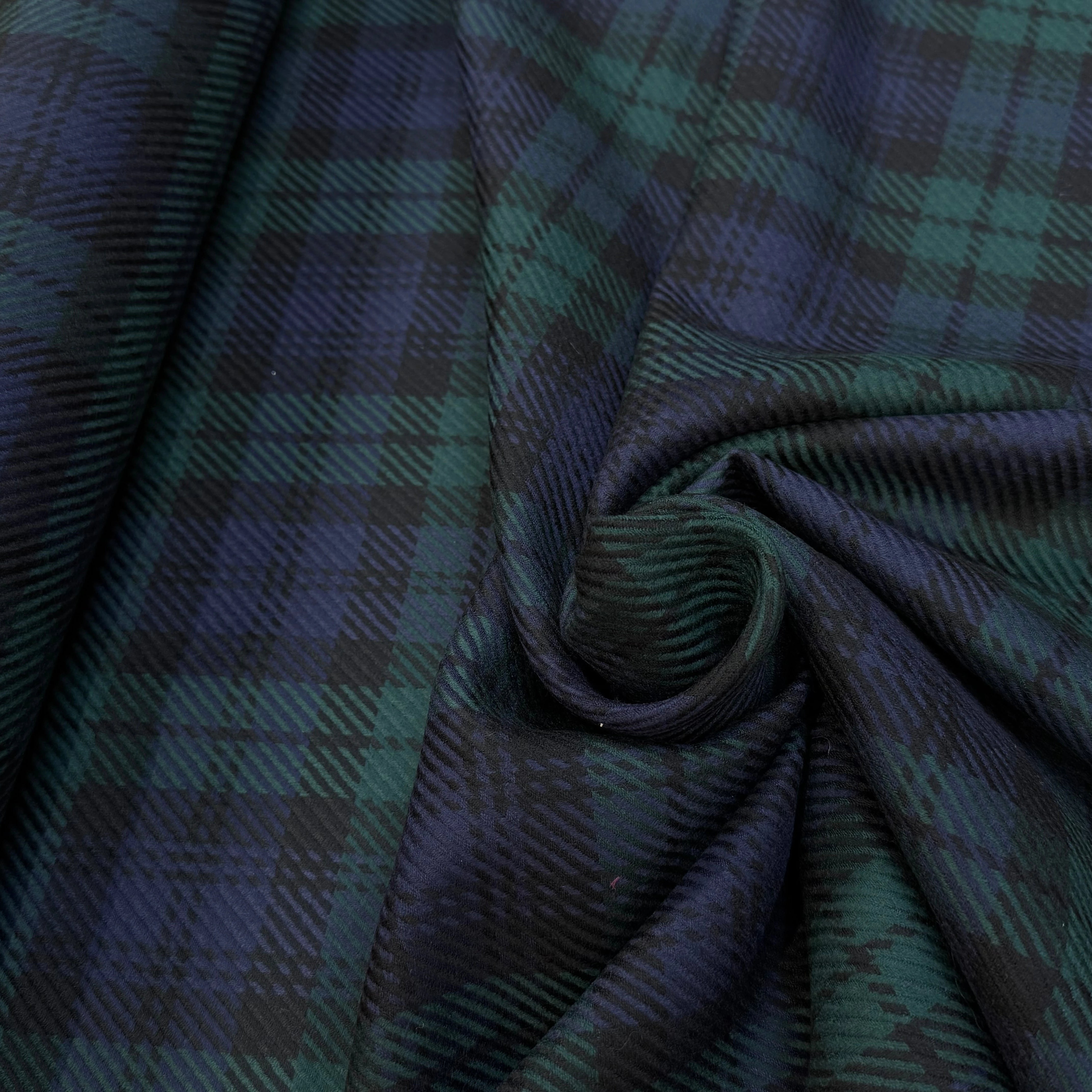 DRAPERIE 100% LAINE VIERGE SCOTLAND STYLE BLEU VERT - My Little Coupon