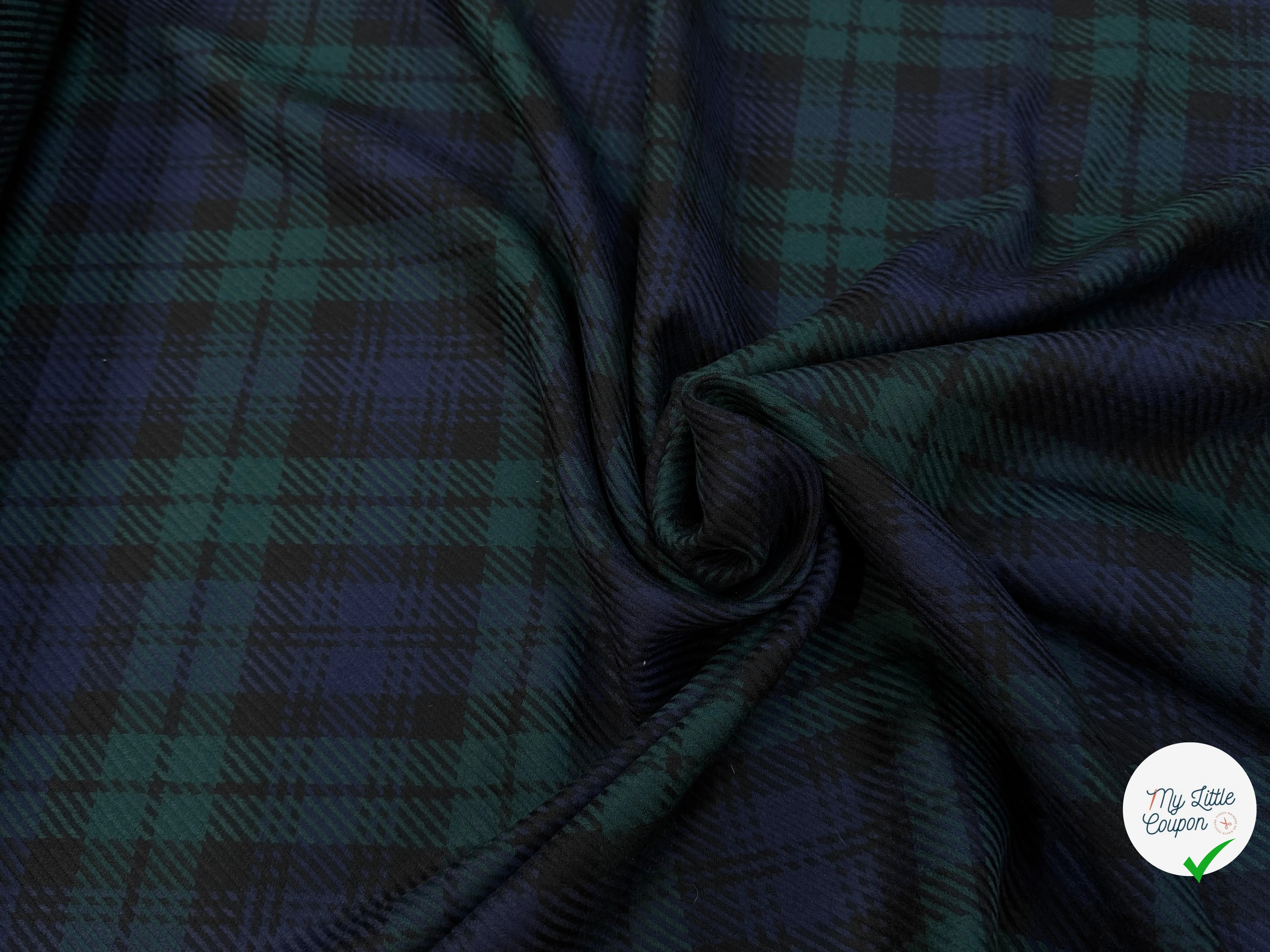 DRAPERIE 100% LAINE VIERGE SCOTLAND STYLE BLEU VERT - My Little Coupon