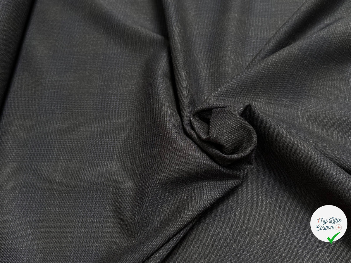 DRAPERIE 50% LAINE VIERGE TRÈS BELLE TENUE CARREAUX BLEU GRIS DEPERLANTE - My Little Coupon