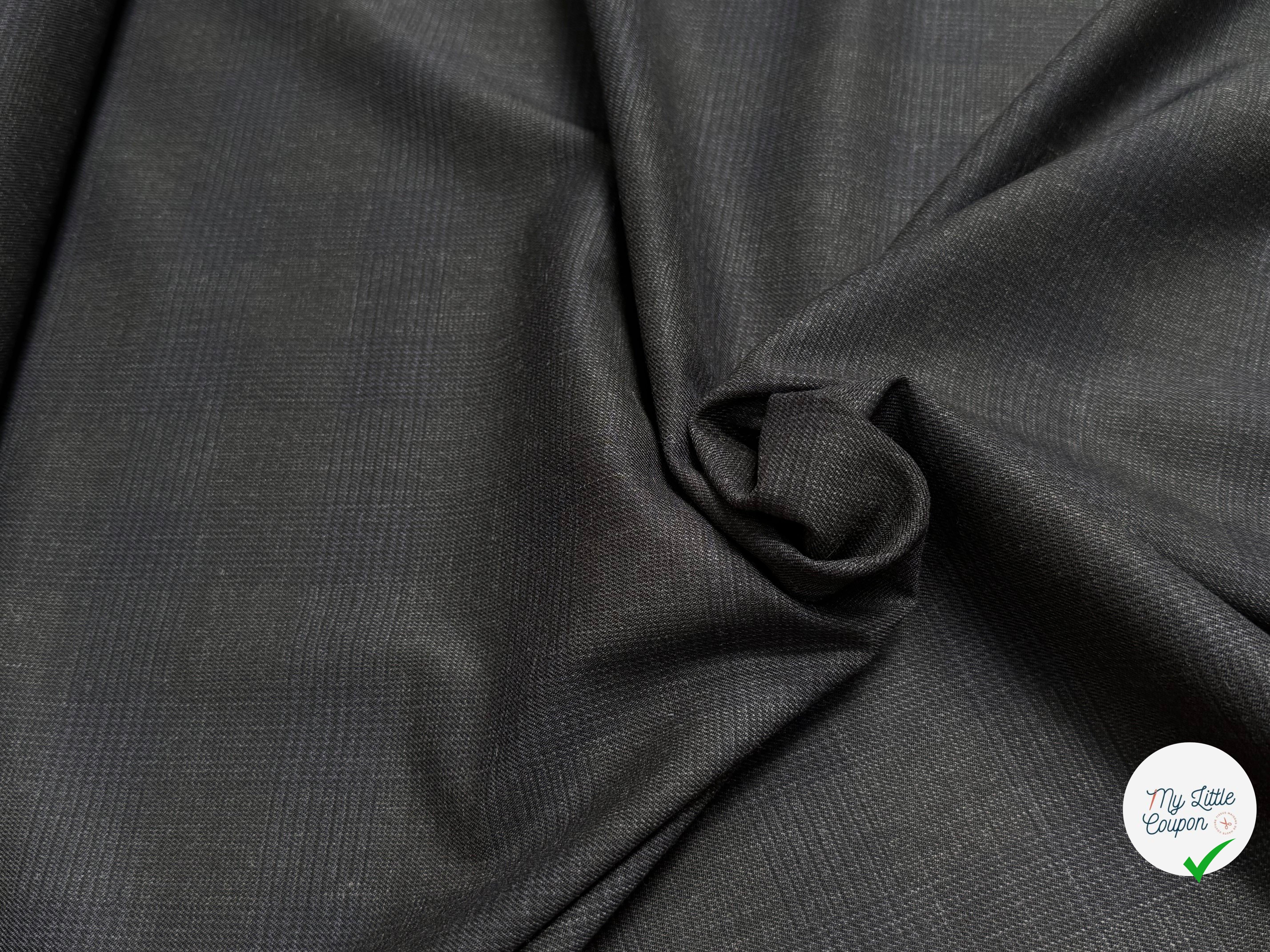 DRAPERIE 50% LAINE VIERGE TRÈS BELLE TENUE CARREAUX BLEU GRIS DEPERLANTE - My Little Coupon