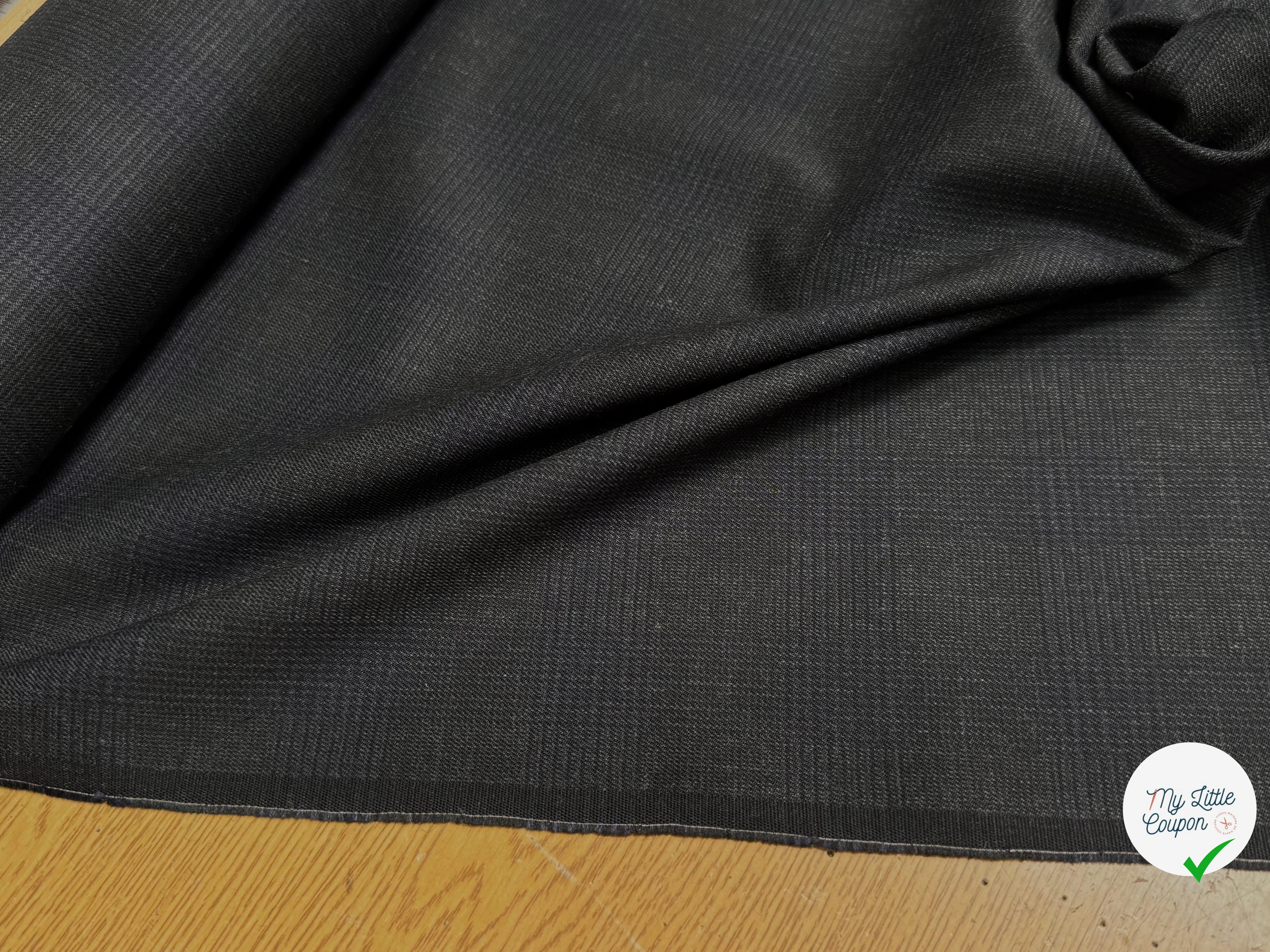 DRAPERIE 50% LAINE VIERGE TRÈS BELLE TENUE CARREAUX BLEU GRIS DEPERLANTE - My Little Coupon