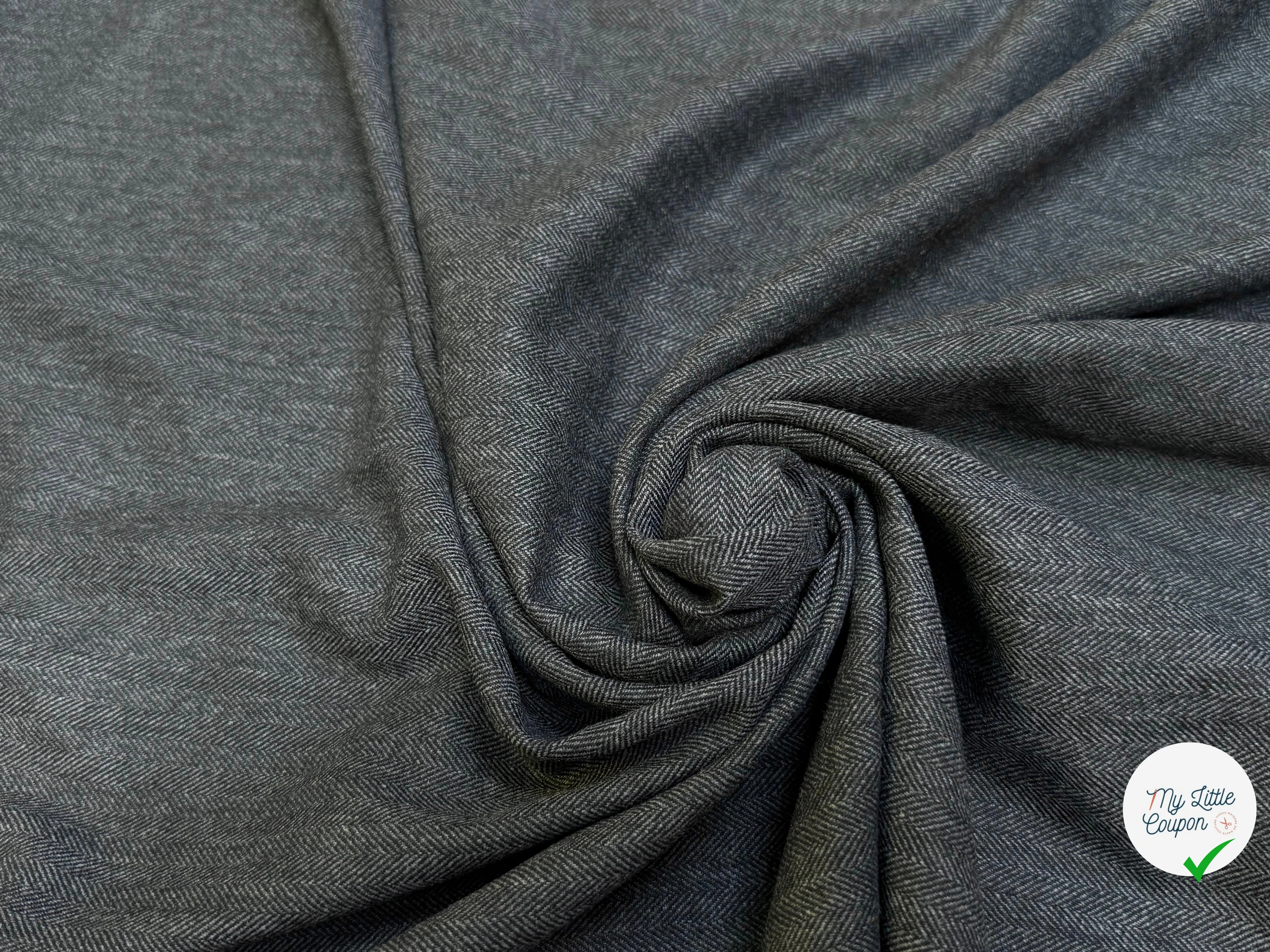 DRAPERIE CHEVRON POLYVISCOSE ET LAINE GRISE TENUE REMARQUABLE 40% LAINE - My Little Coupon