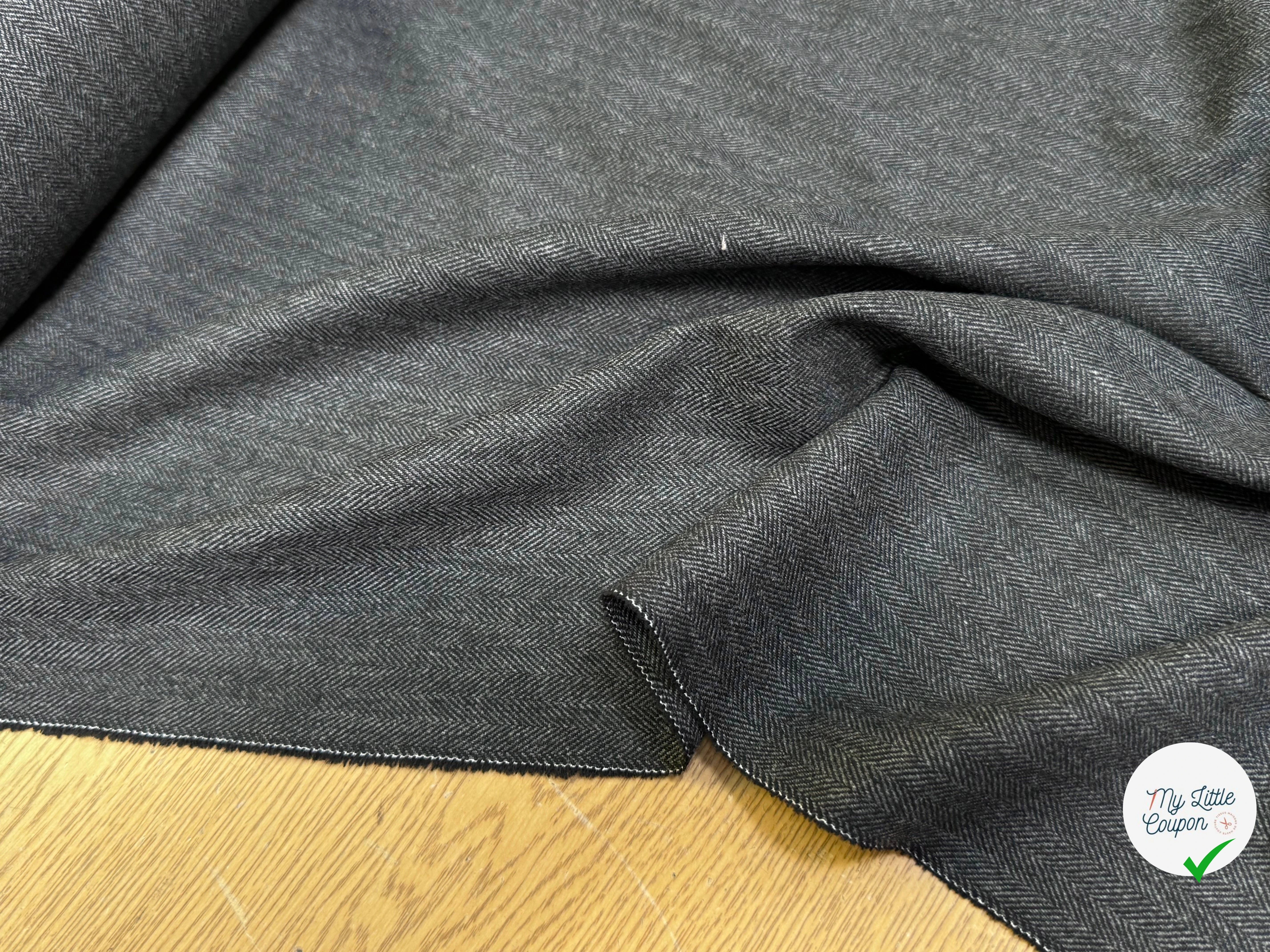 DRAPERIE CHEVRON POLYVISCOSE ET LAINE GRISE TENUE REMARQUABLE 40% LAINE - My Little Coupon