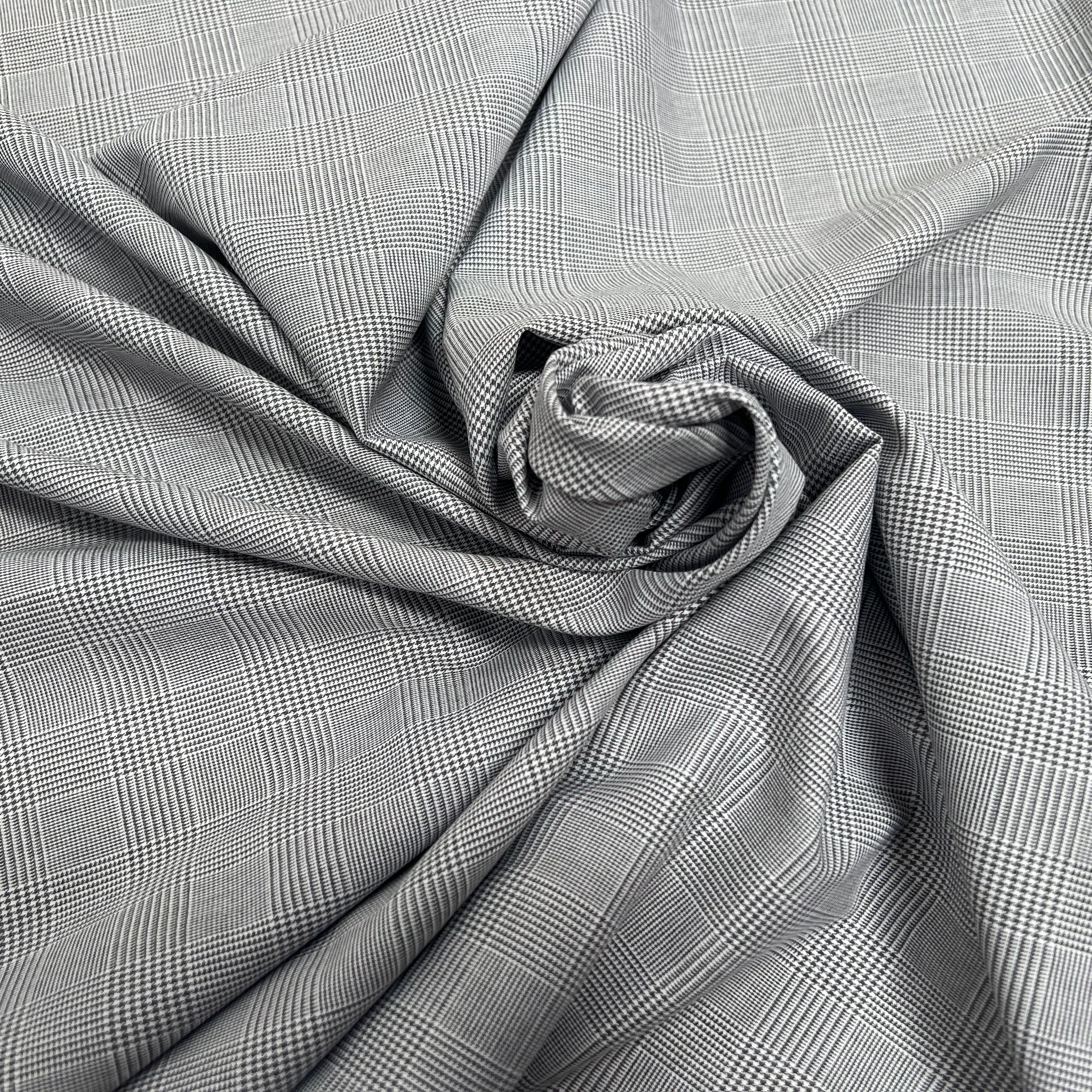 DRAPERIE COTON MOTIF PRINCE DE GALLES GRIS - My Little Coupon