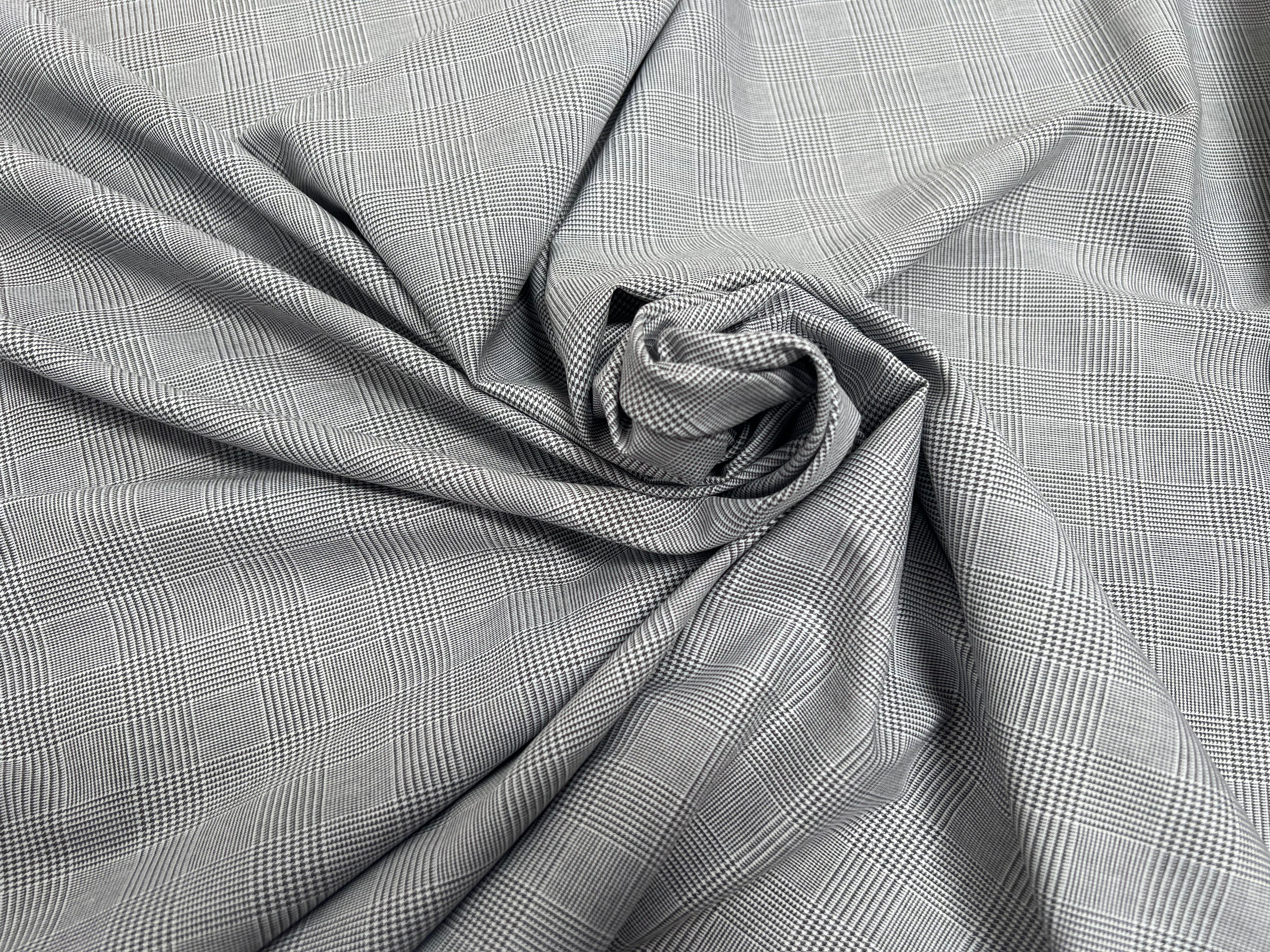 DRAPERIE COTON MOTIF PRINCE DE GALLES GRIS - My Little Coupon