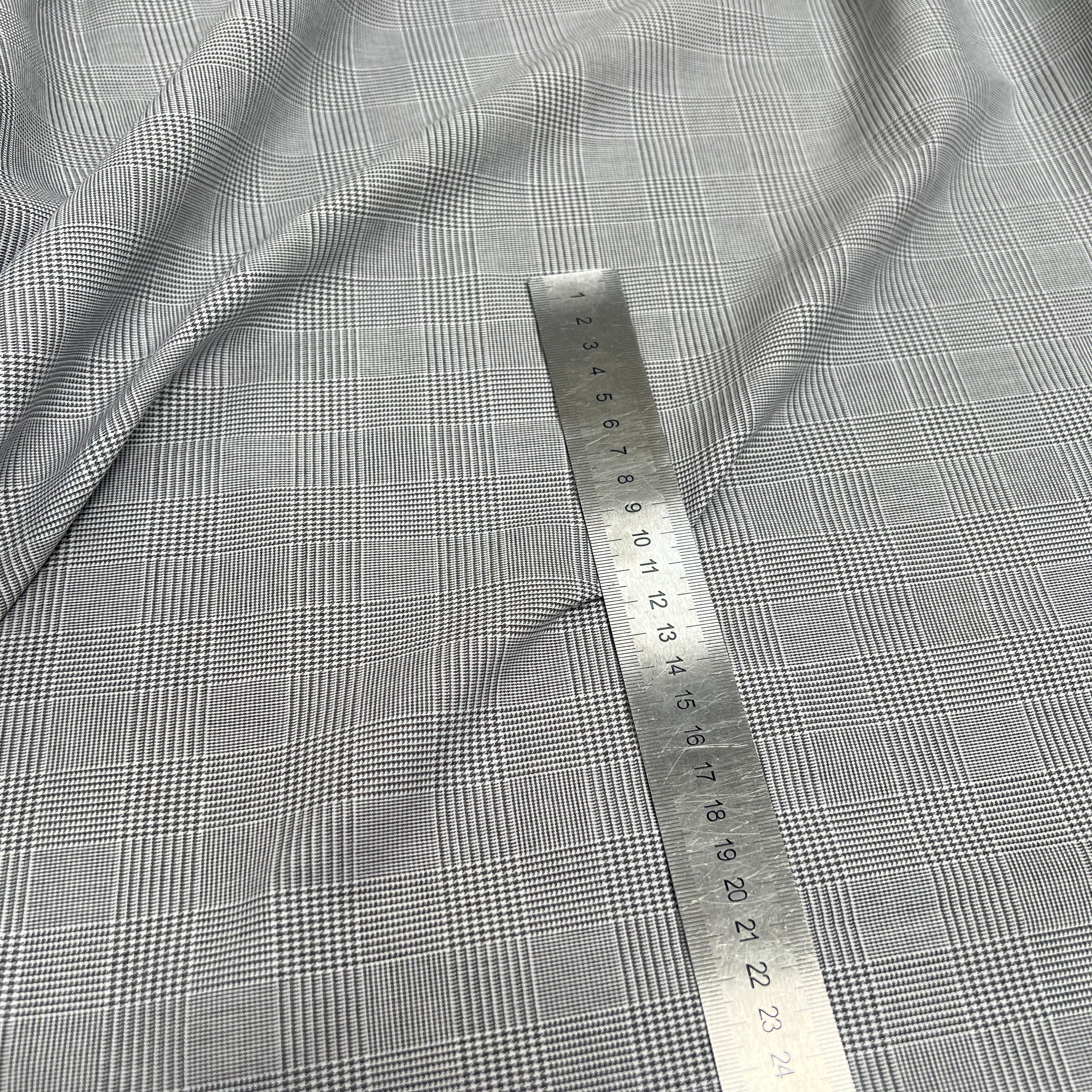 DRAPERIE COTON MOTIF PRINCE DE GALLES GRIS - My Little Coupon