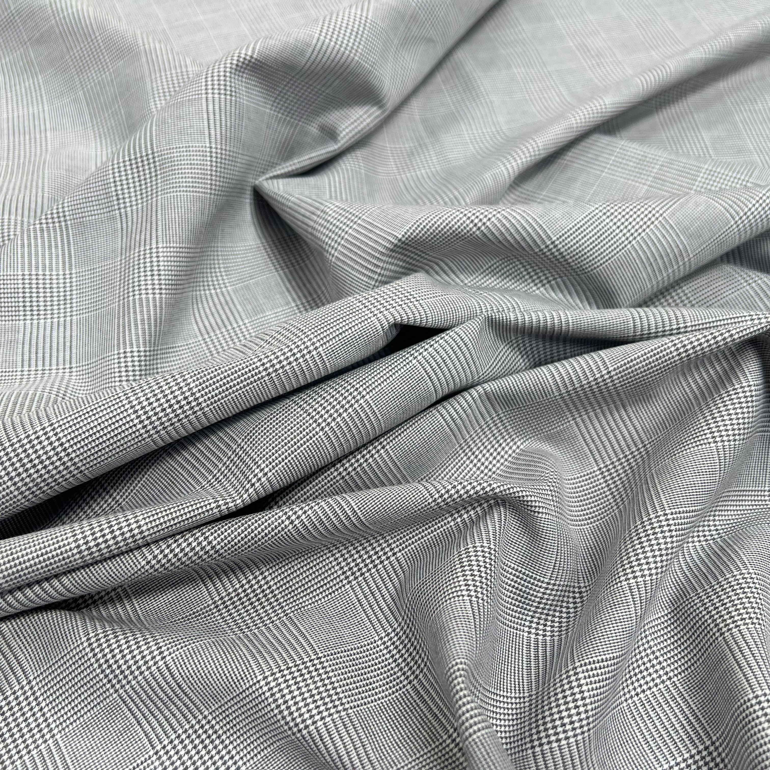 DRAPERIE COTON MOTIF PRINCE DE GALLES GRIS - My Little Coupon