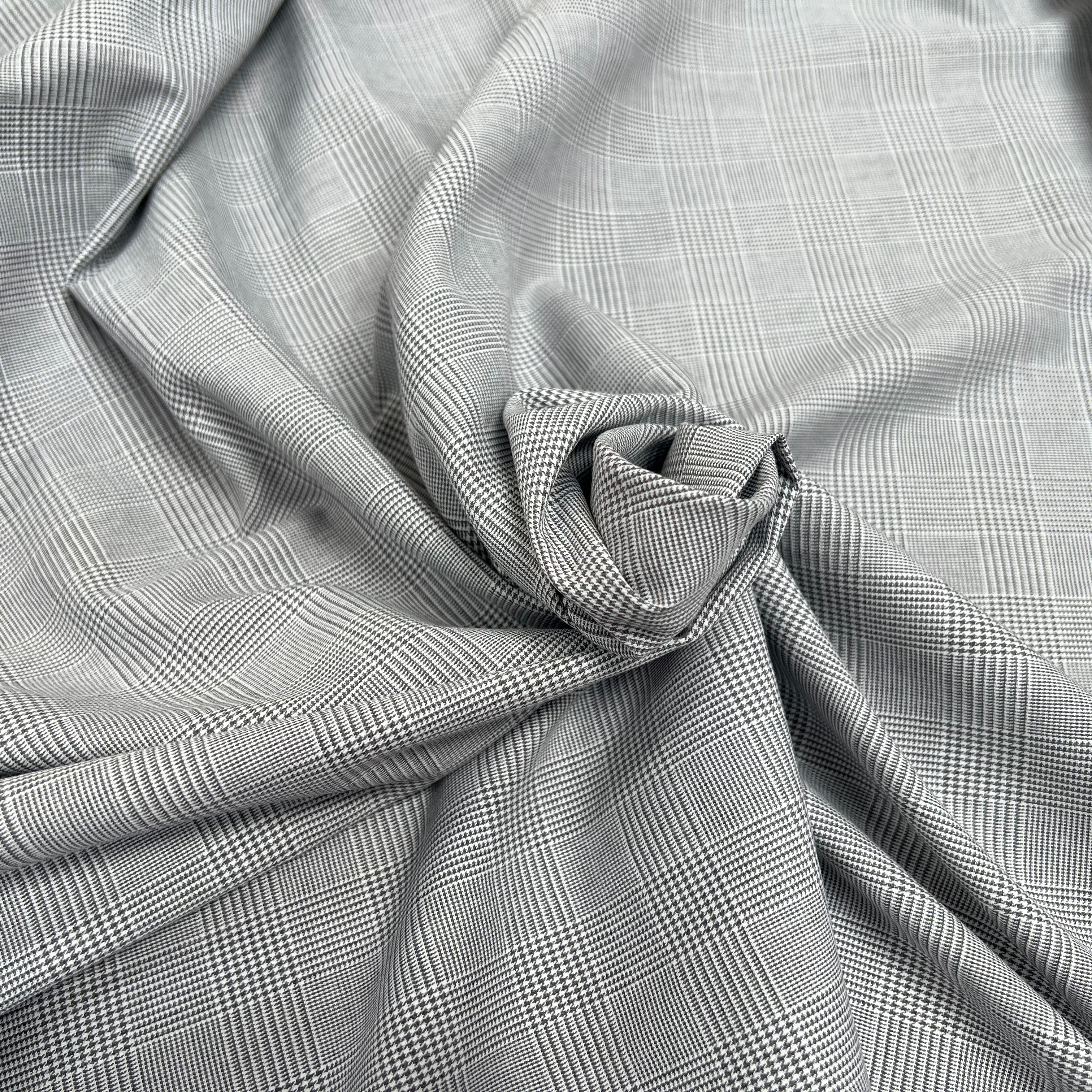 DRAPERIE COTON MOTIF PRINCE DE GALLES GRIS - My Little Coupon