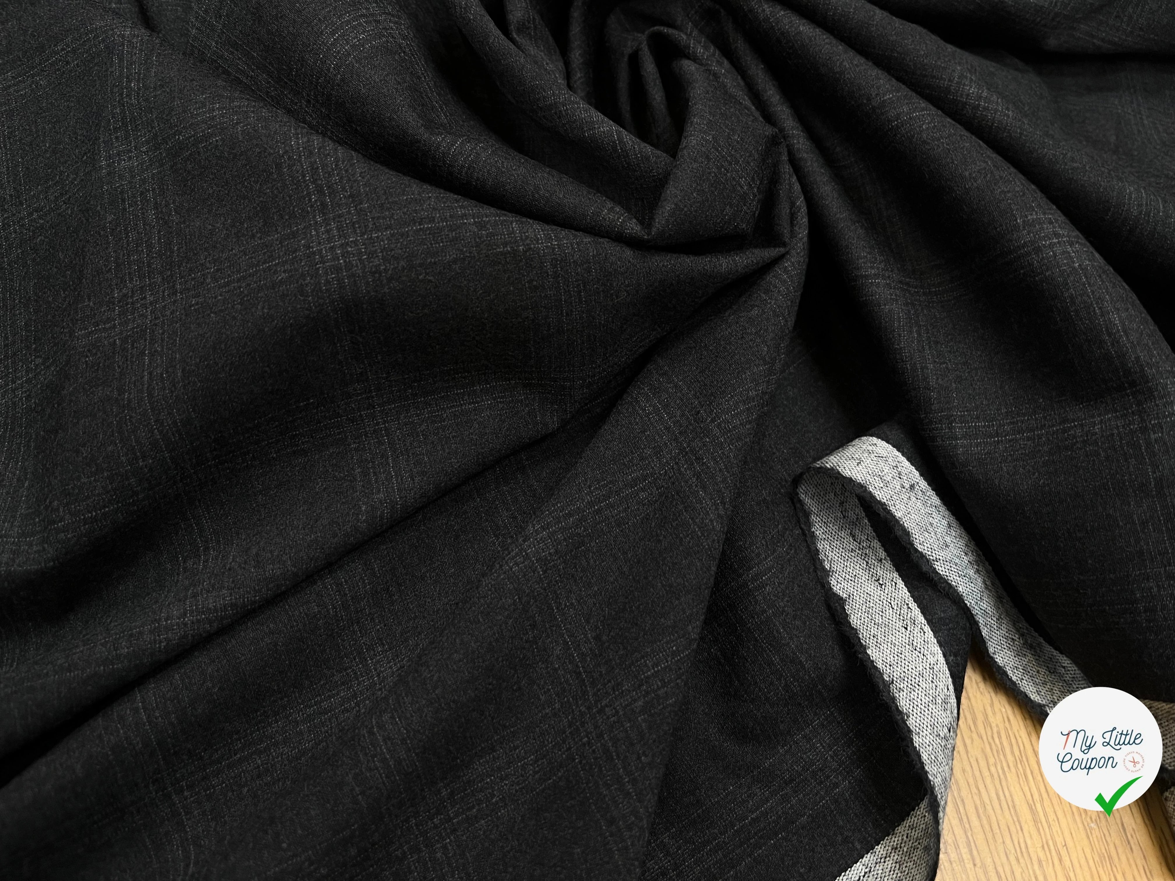 DRAPERIE DE LAINE À CARREAUX GRIS NOIR FONCÉ DEPERLANTE - My Little Coupon