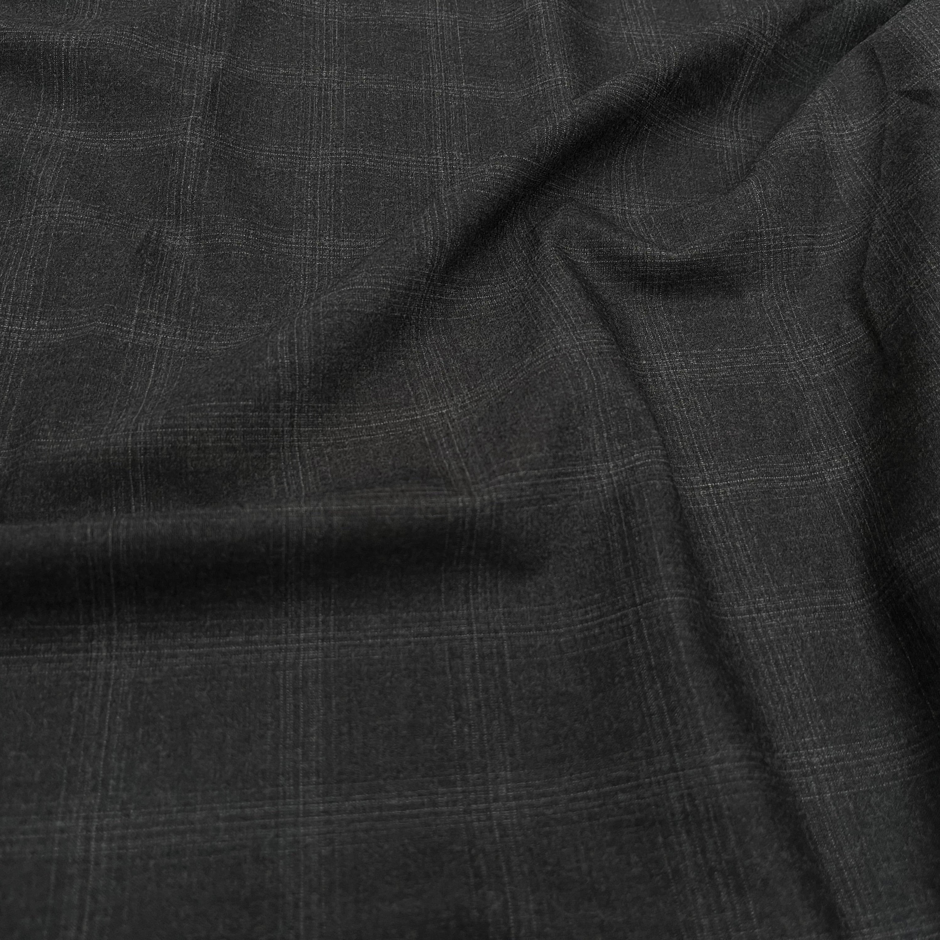 DRAPERIE DE LAINE À CARREAUX GRIS NOIR FONCÉ DEPERLANTE - My Little Coupon