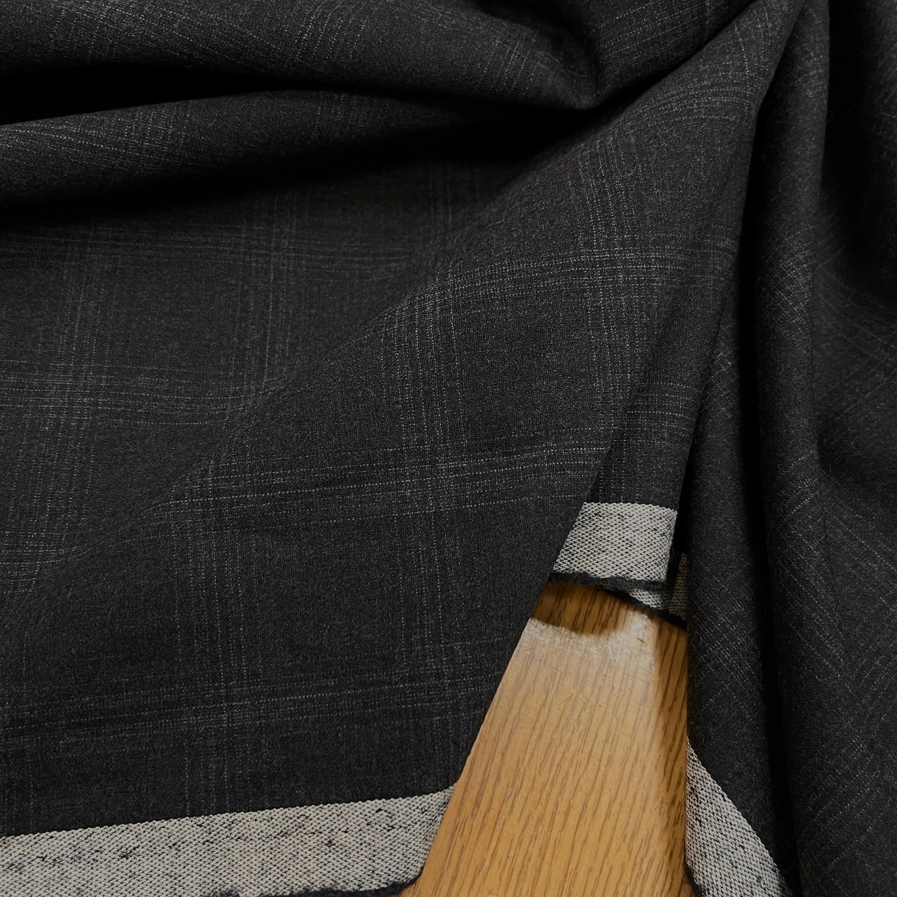 DRAPERIE DE LAINE À CARREAUX GRIS NOIR FONCÉ DEPERLANTE - My Little Coupon