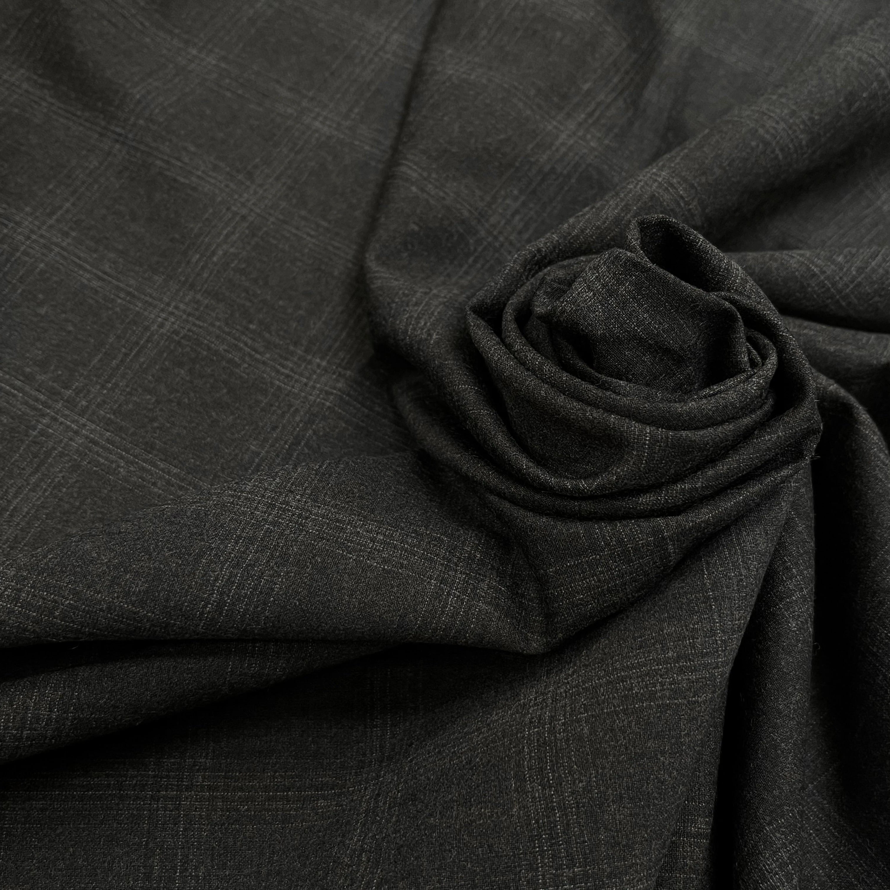 DRAPERIE DE LAINE À CARREAUX GRIS NOIR FONCÉ DEPERLANTE - My Little Coupon