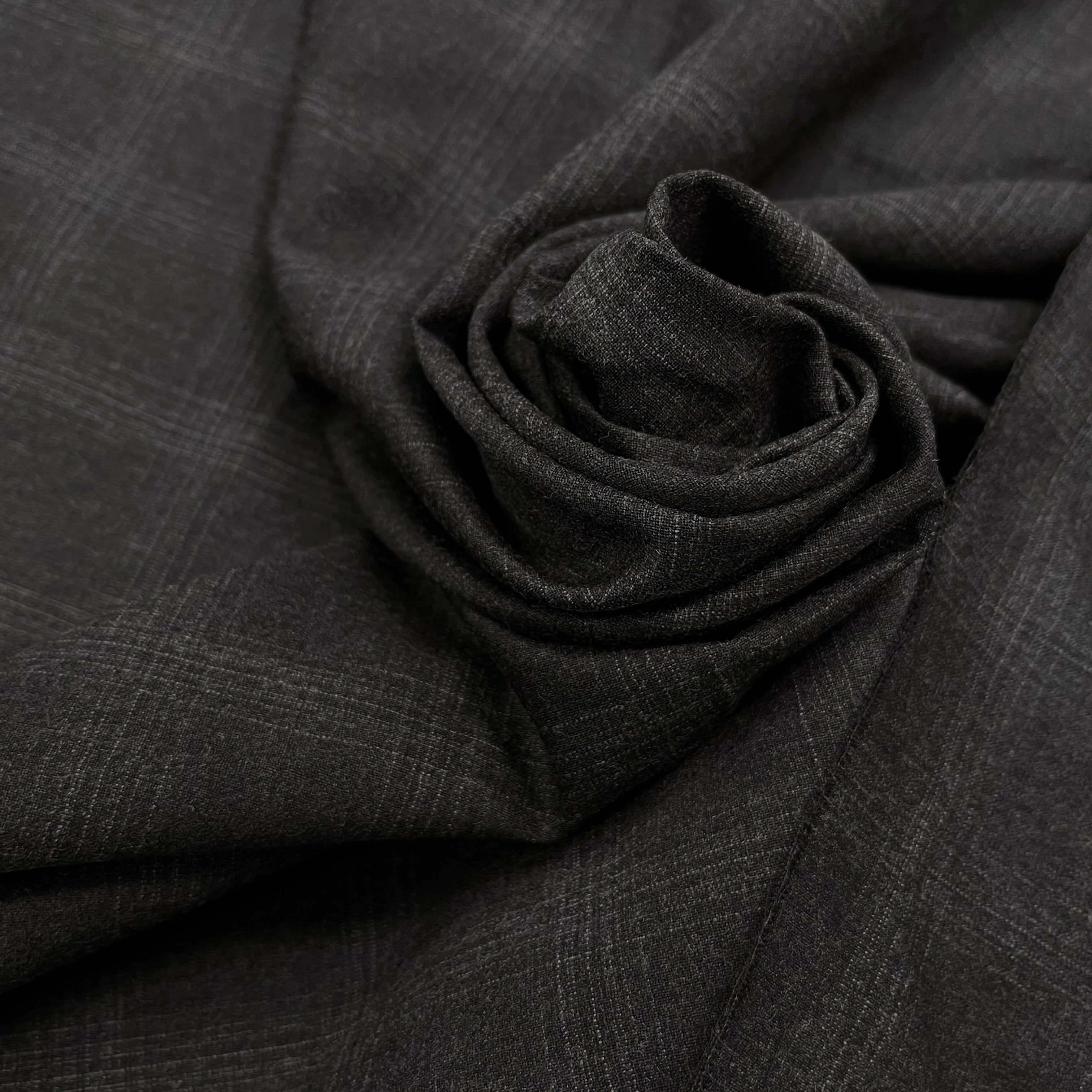 DRAPERIE DE LAINE À CARREAUX GRIS NOIR FONCÉ DEPERLANTE - My Little Coupon