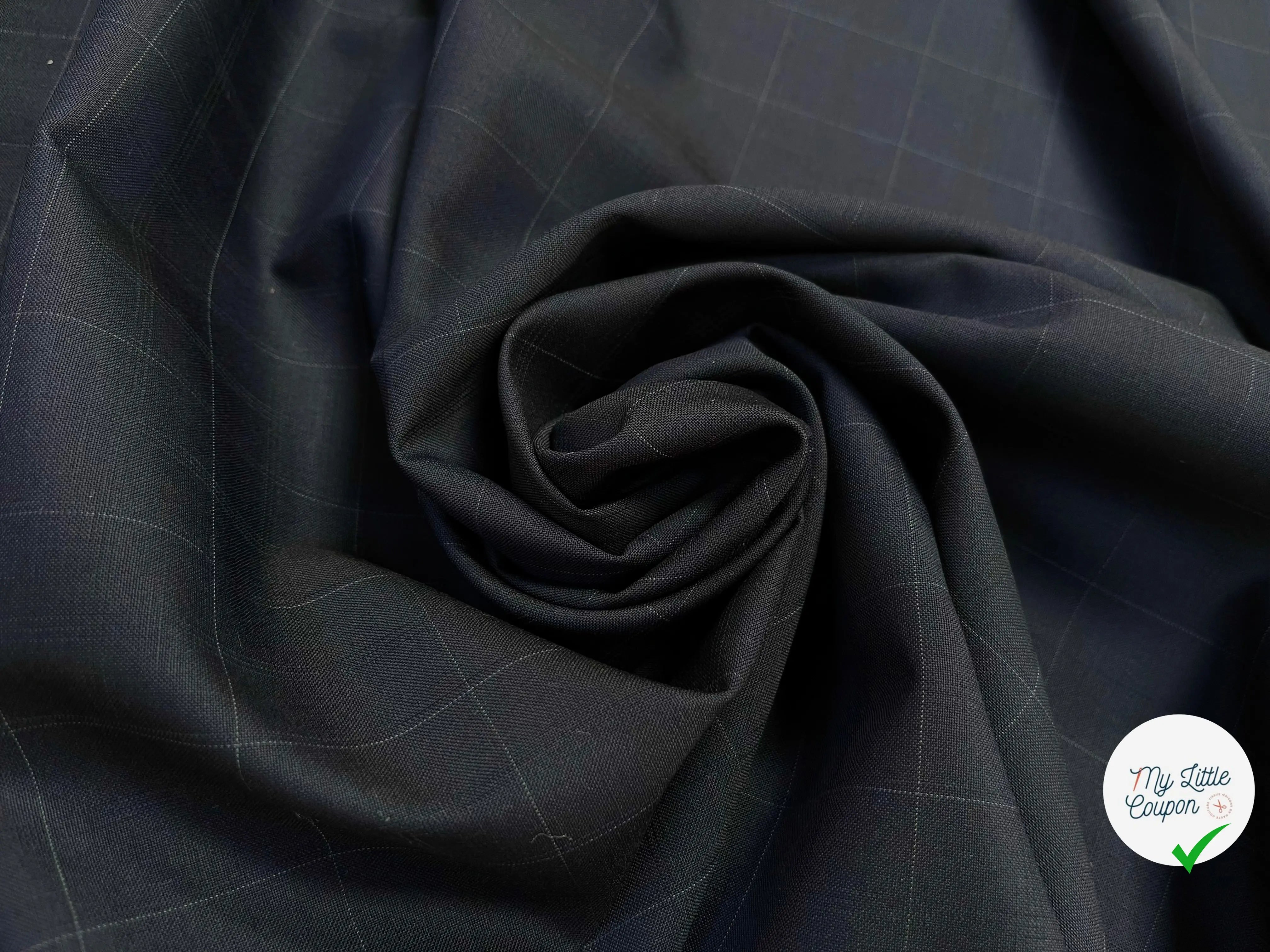 DRAPERIE DE LAINE BLEU NUIT À CARREAUX DEPERLANTE CHIC - My Little Coupon