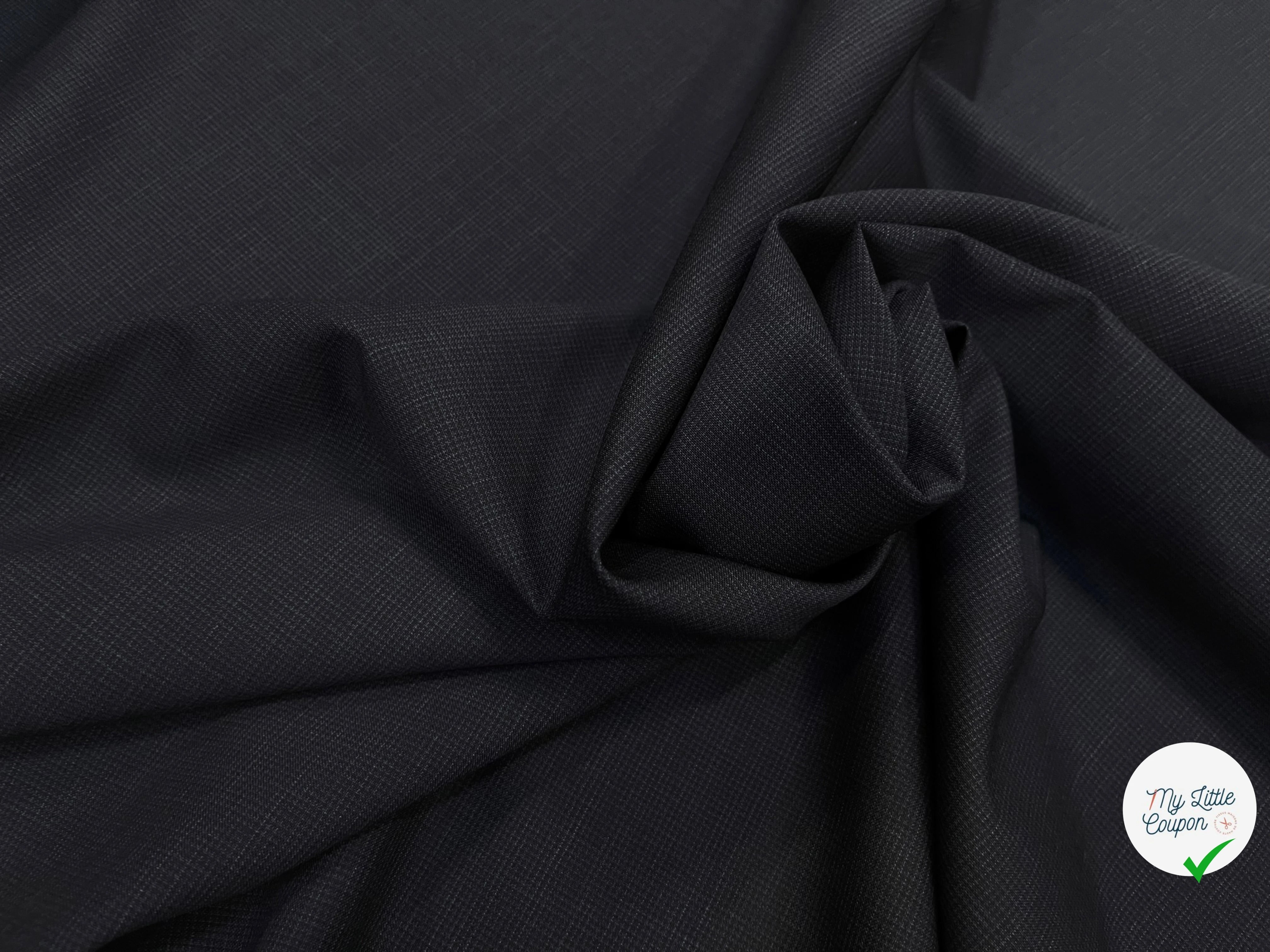 DRAPERIE DE LAINE BLEU NUIT DEPERLANTE PETIT CARREAUX - My Little Coupon