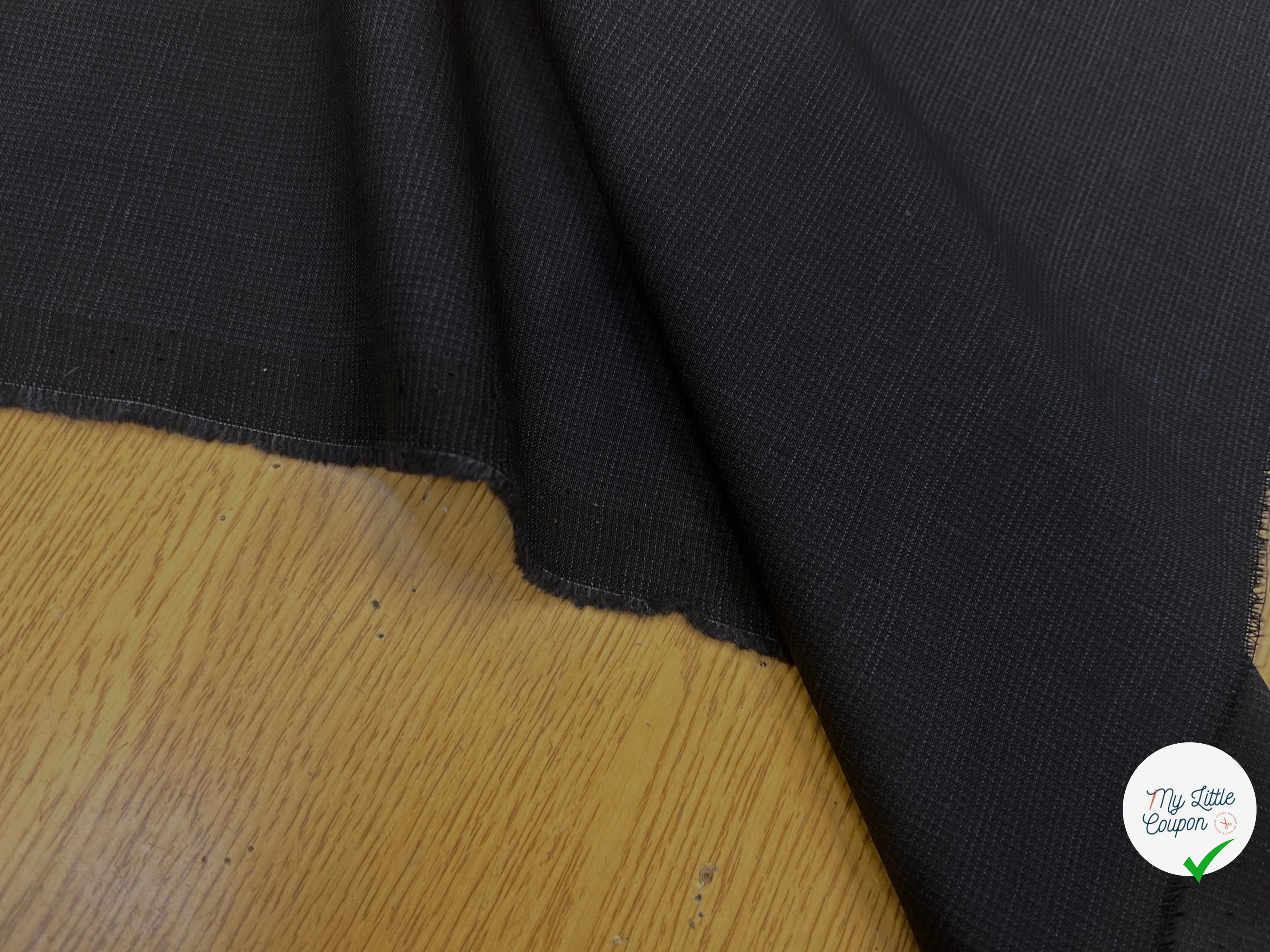 DRAPERIE DE LAINE BLEU NUIT DEPERLANTE PETIT CARREAUX - My Little Coupon