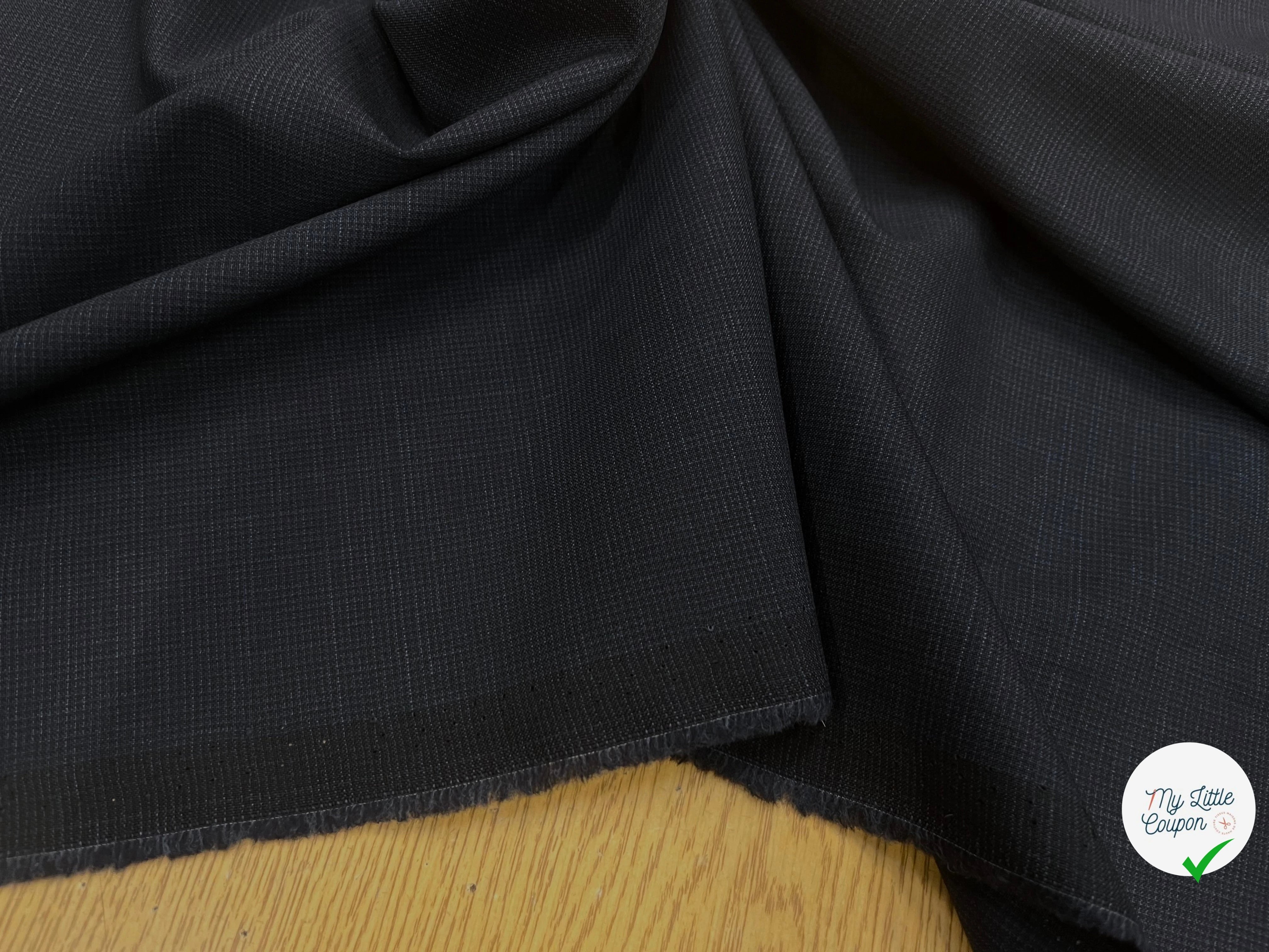 DRAPERIE DE LAINE BLEU NUIT DEPERLANTE PETIT CARREAUX - My Little Coupon