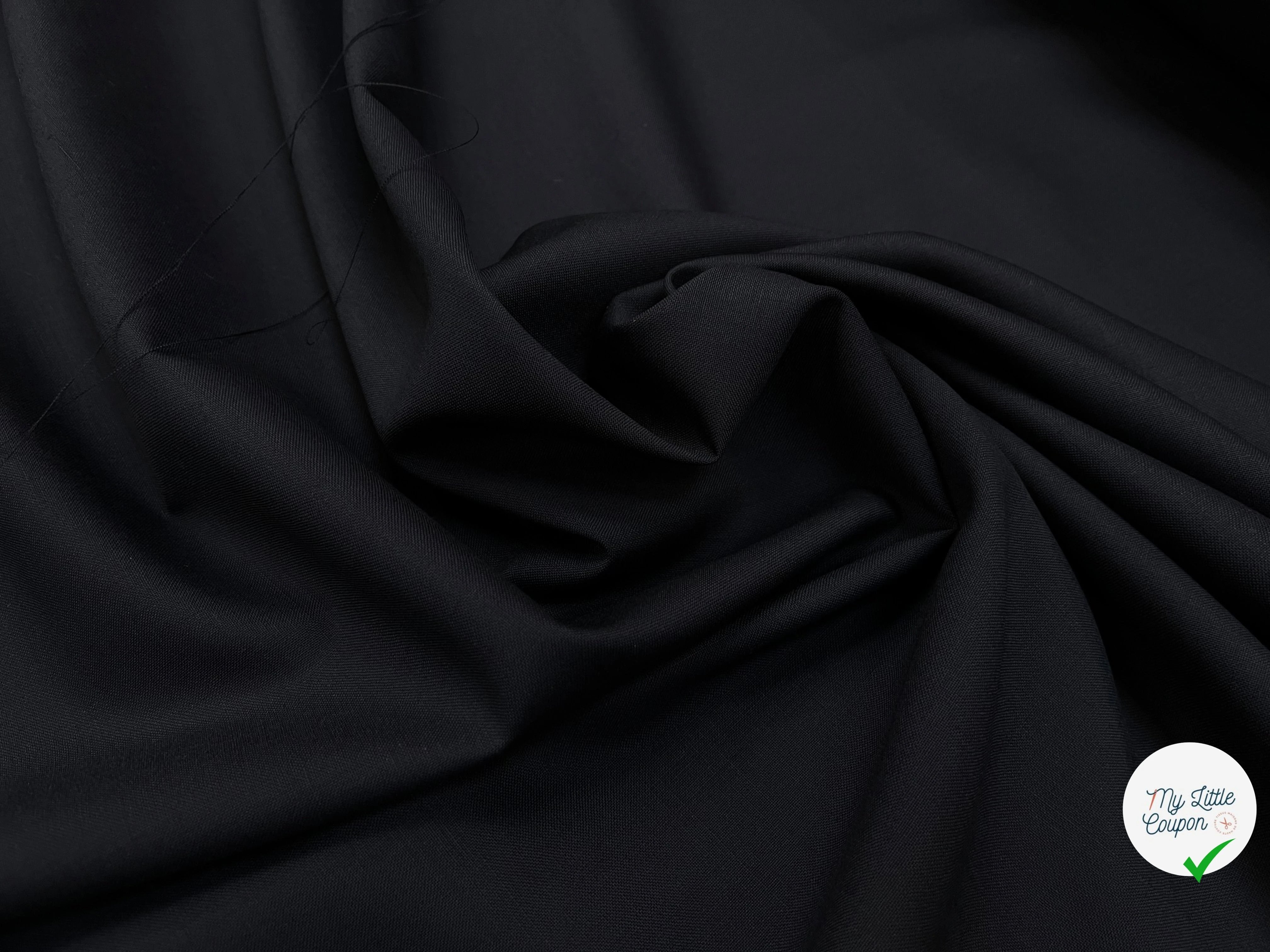 DRAPERIE DE LAINE BLEU NUIT FONCÉ DEPERLANTE FILS MULTICOLORES SUR LES LISIÈRES - My Little Coupon