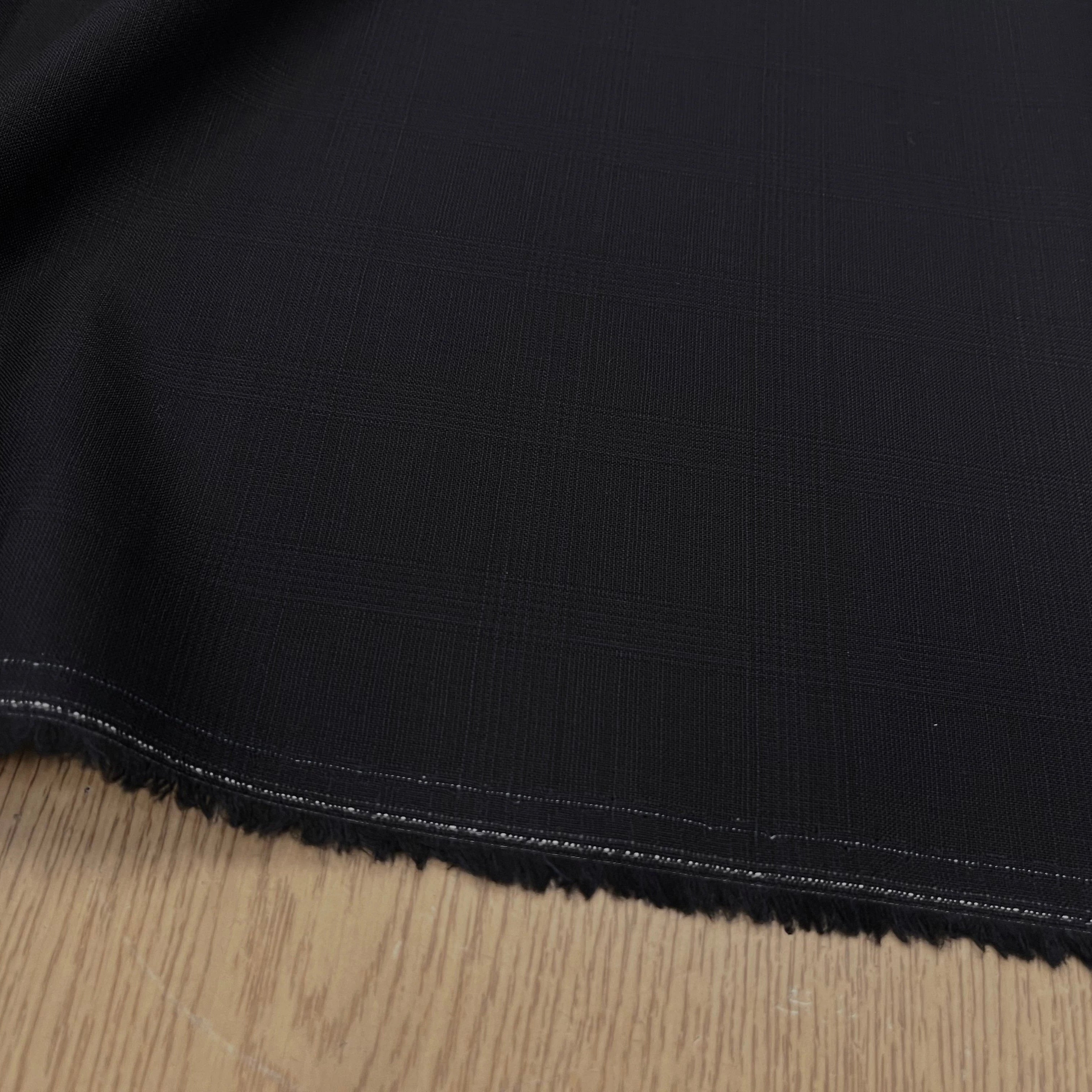 DRAPERIE DE LAINE BLEU NUIT FONCÉ ÉFFET LÉGER CARREAUX DEPERLANTE - My Little Coupon