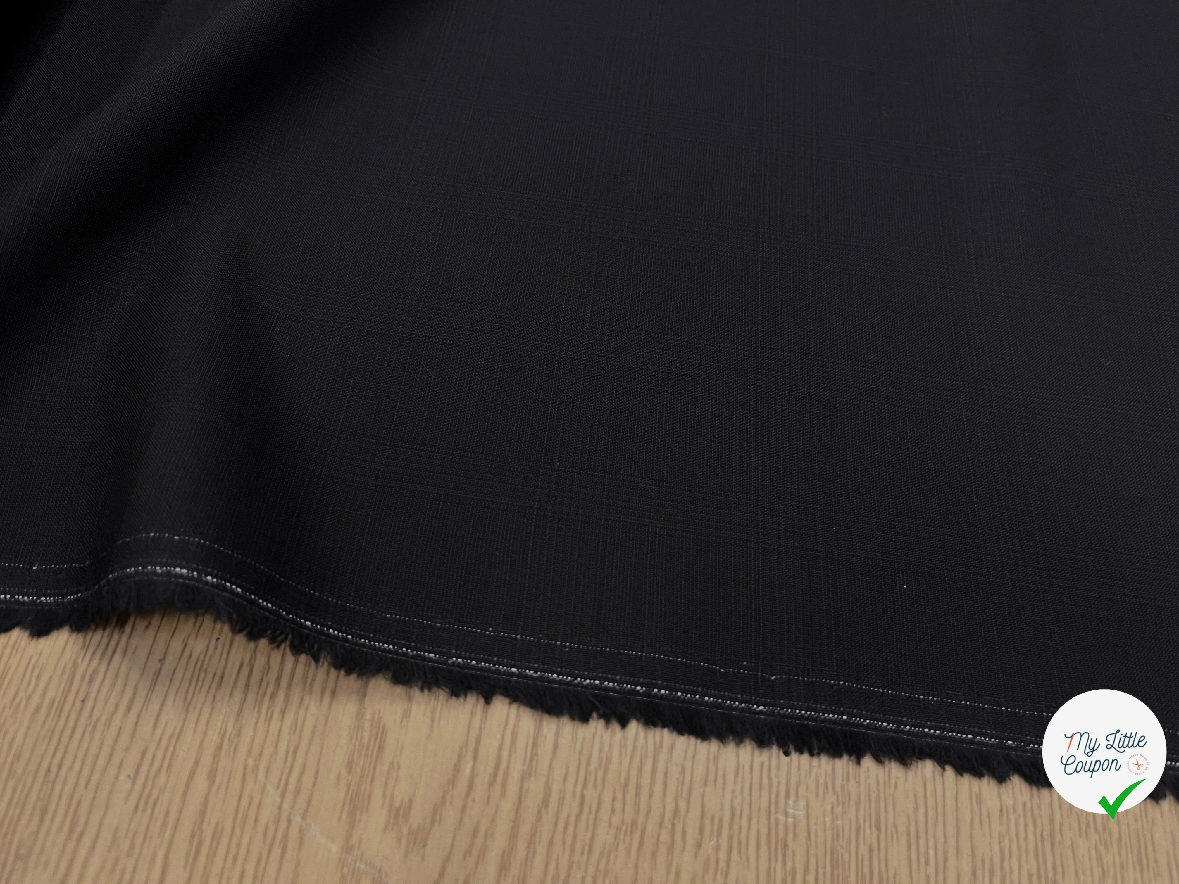 DRAPERIE DE LAINE BLEU NUIT FONCÉ ÉFFET LÉGER CARREAUX DEPERLANTE - My Little Coupon