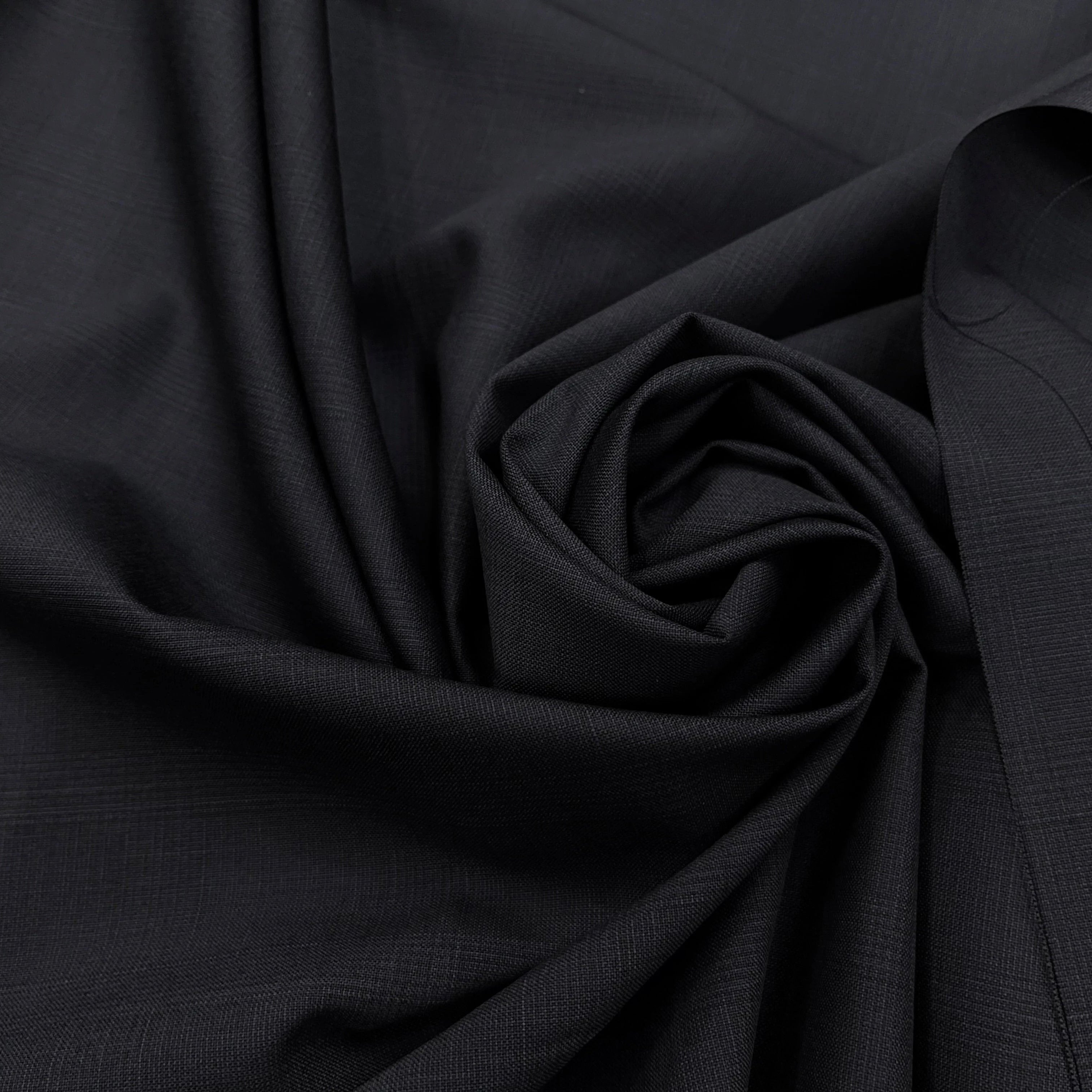 DRAPERIE DE LAINE BLEU NUIT FONCÉ ÉFFET LÉGER CARREAUX DEPERLANTE - My Little Coupon