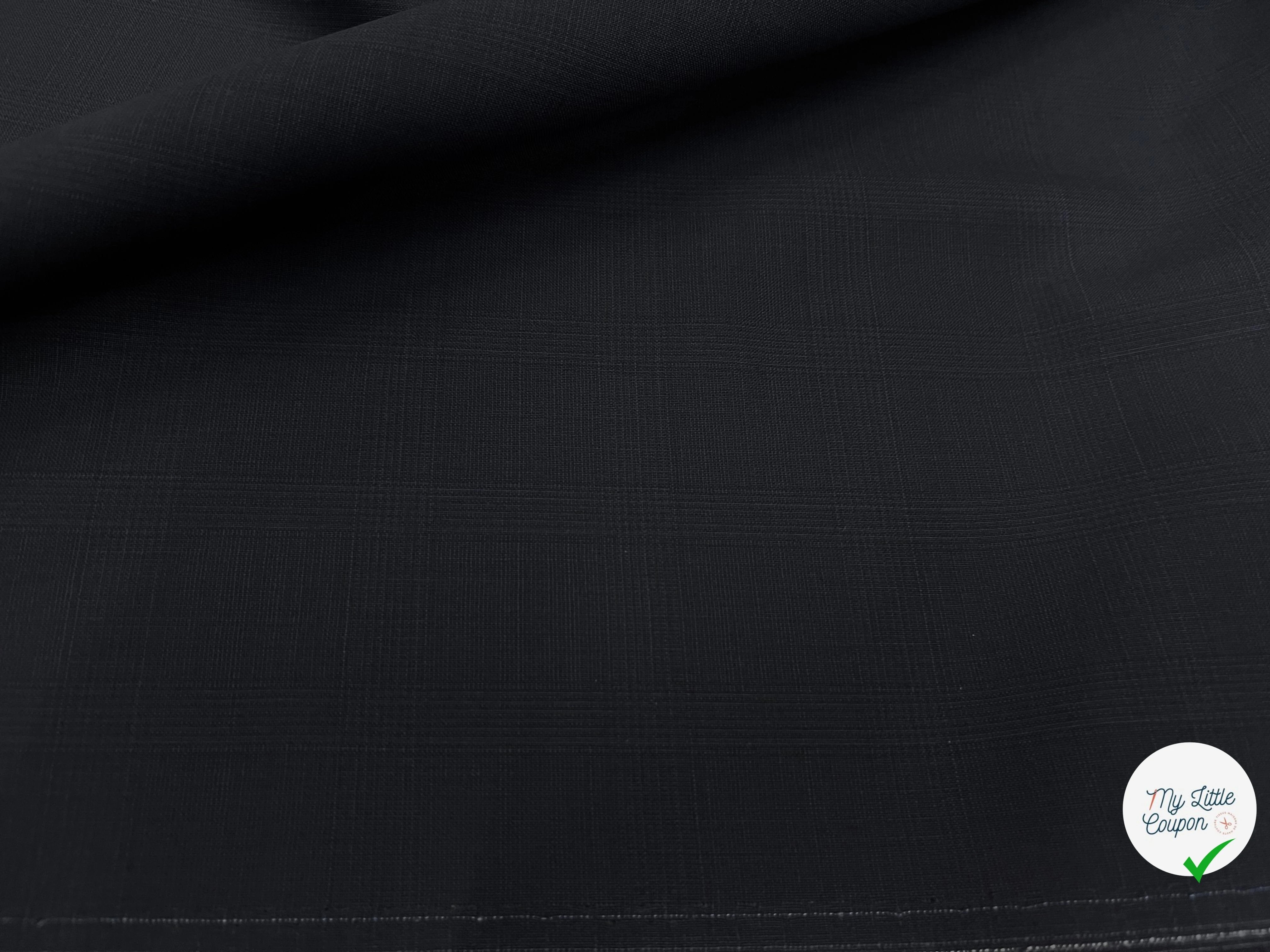 DRAPERIE DE LAINE BLEU NUIT FONCÉ ÉFFET LÉGER CARREAUX DEPERLANTE - My Little Coupon