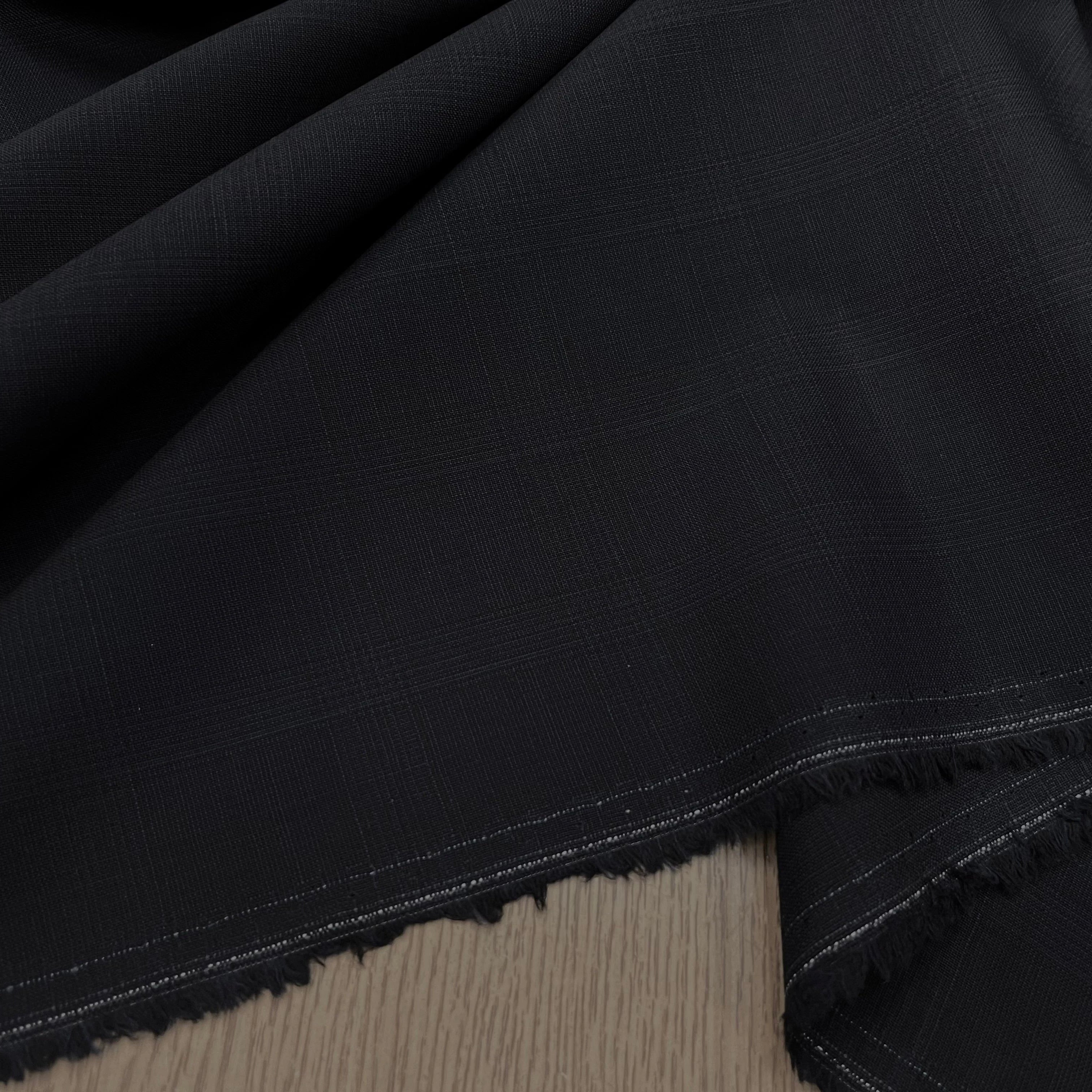 DRAPERIE DE LAINE BLEU NUIT FONCÉ ÉFFET LÉGER CARREAUX DEPERLANTE - My Little Coupon