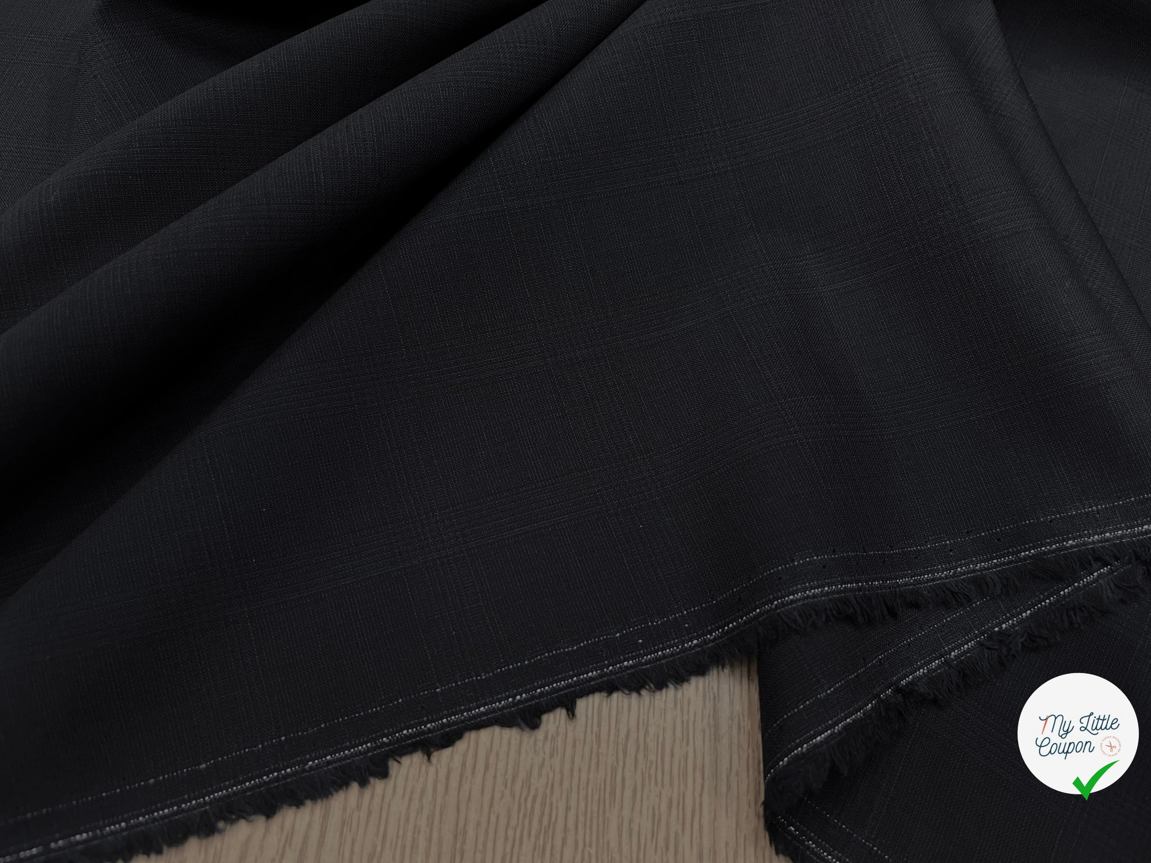 DRAPERIE DE LAINE BLEU NUIT FONCÉ ÉFFET LÉGER CARREAUX DEPERLANTE - My Little Coupon