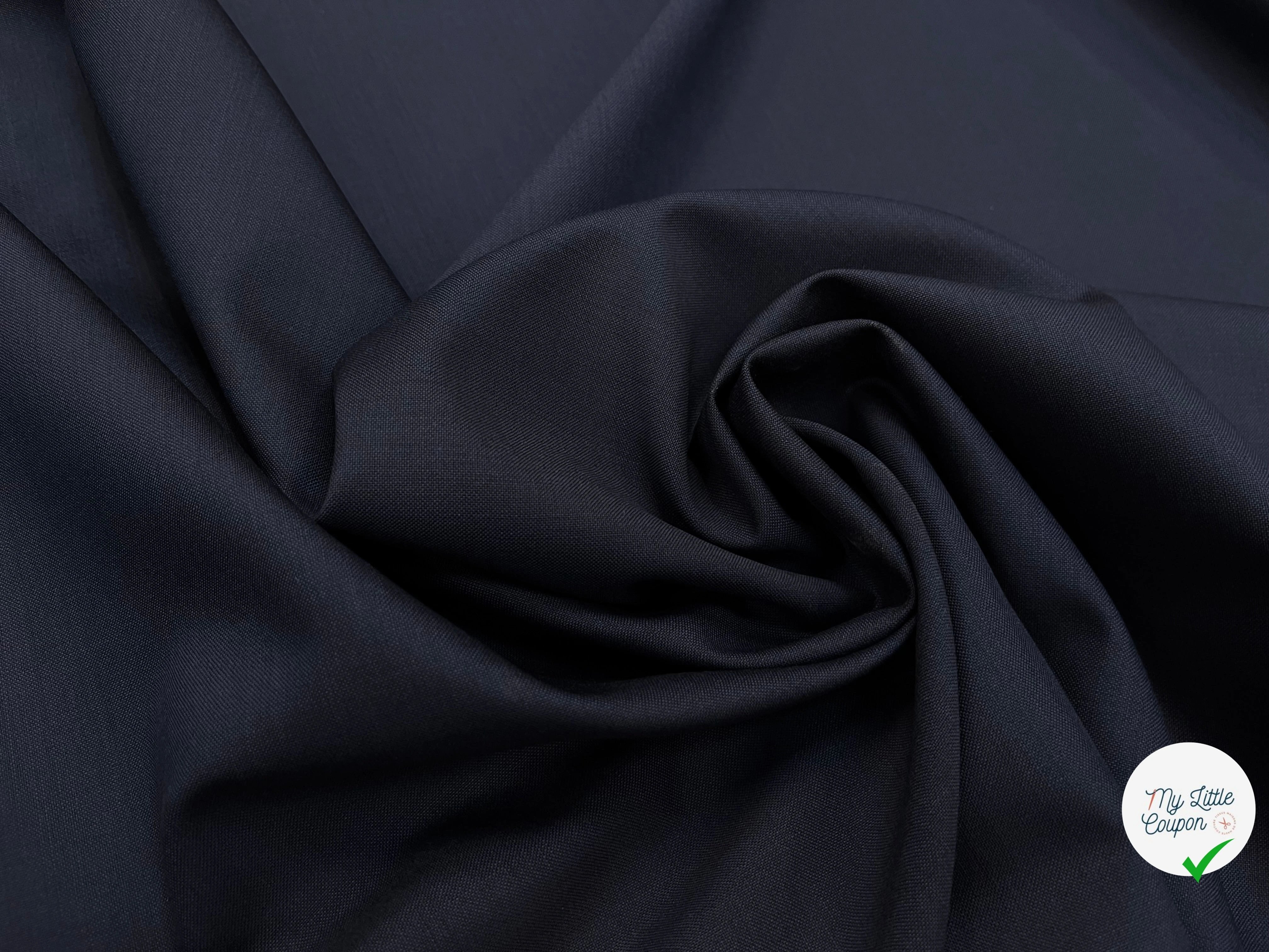 DRAPERIE DE LAINE BLEU NUIT MAGNIFIQUE&DEPERLANTE FIL BLEU SUR LA LISIÈRE - My Little Coupon