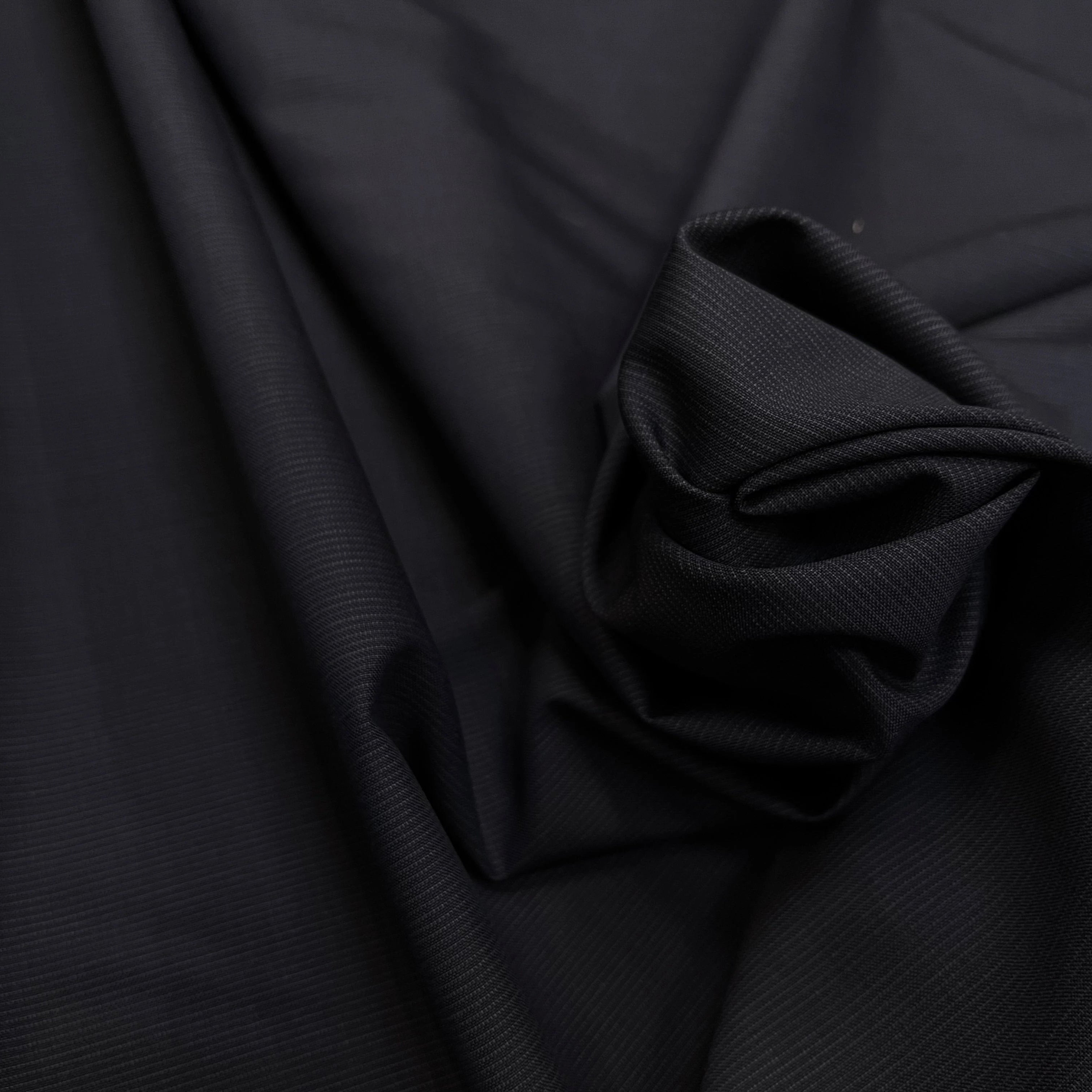 DRAPERIE DE LAINE DEPERLANTE BLEU NUIT GRIS FILS MULTICOLORES SUR LES LISIÈRES - My Little Coupon