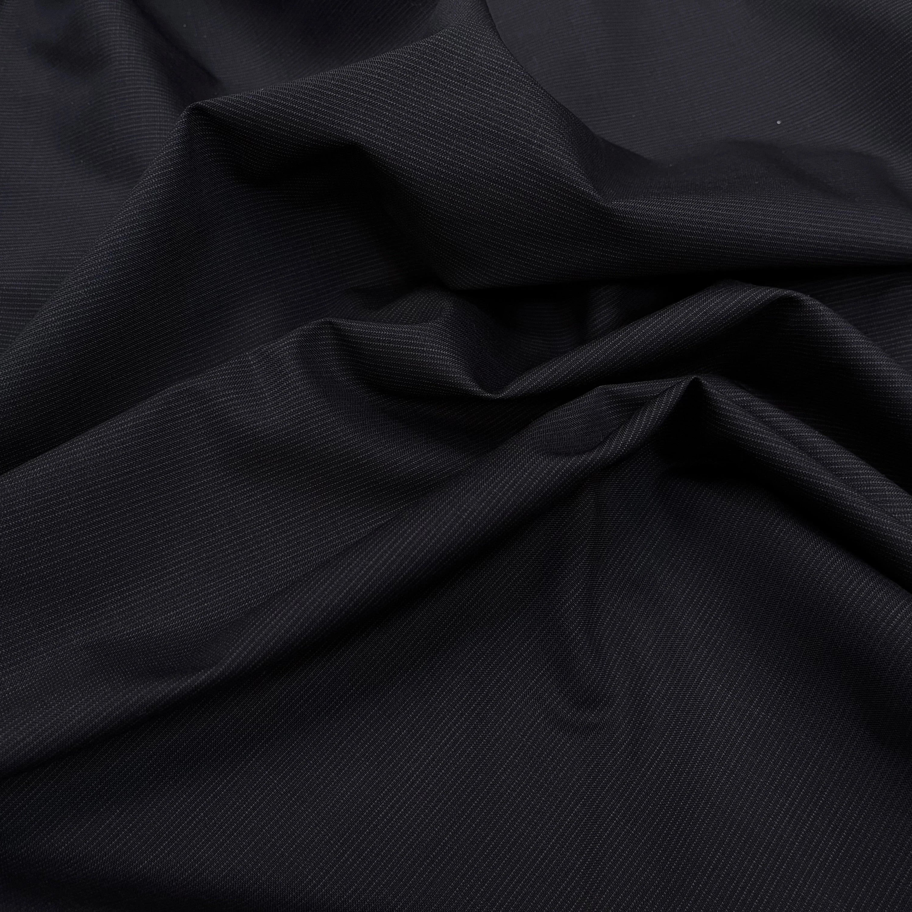 DRAPERIE DE LAINE DEPERLANTE BLEU NUIT GRIS FILS MULTICOLORES SUR LES LISIÈRES - My Little Coupon