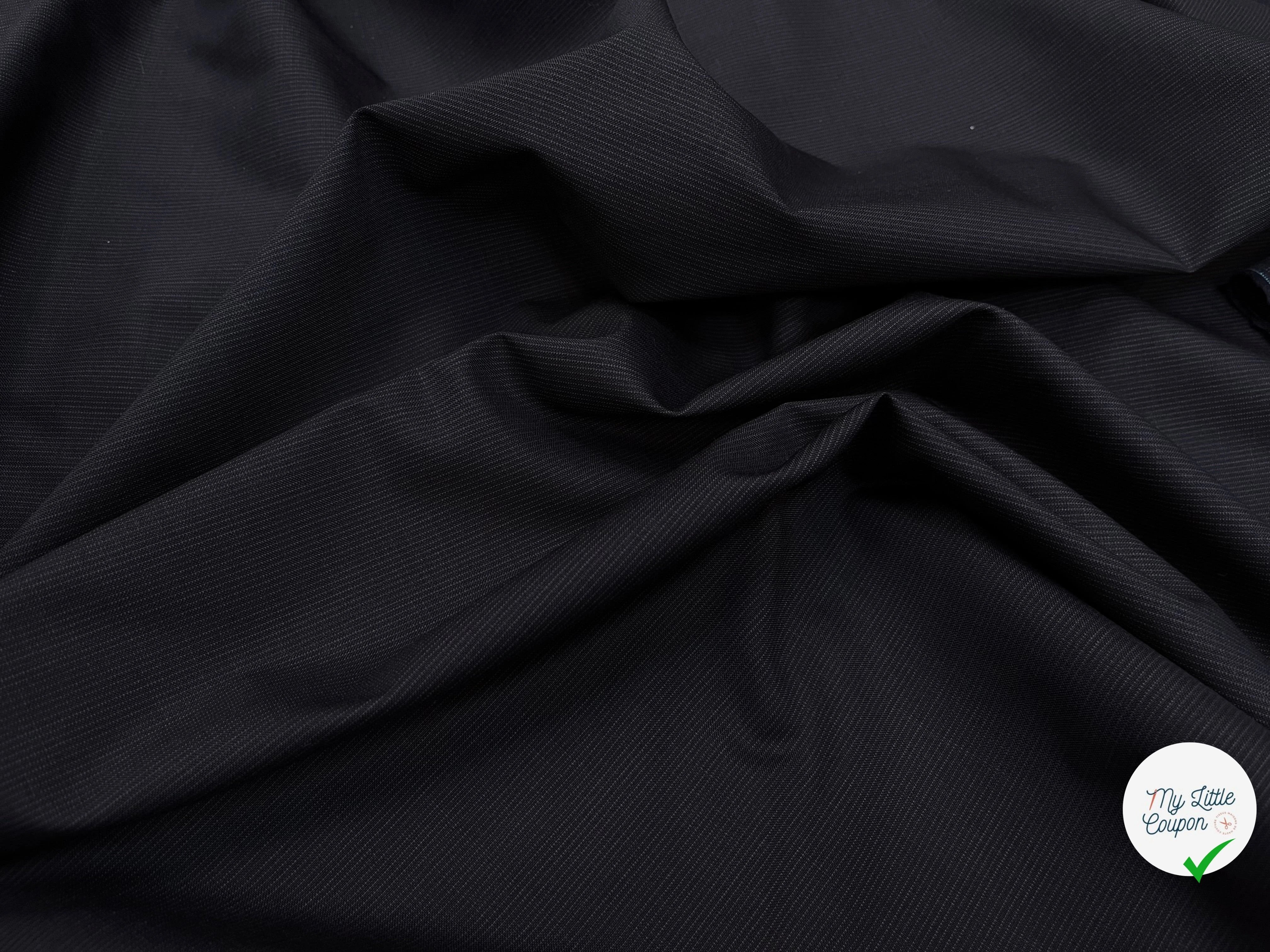 DRAPERIE DE LAINE DEPERLANTE BLEU NUIT GRIS FILS MULTICOLORES SUR LES LISIÈRES - My Little Coupon