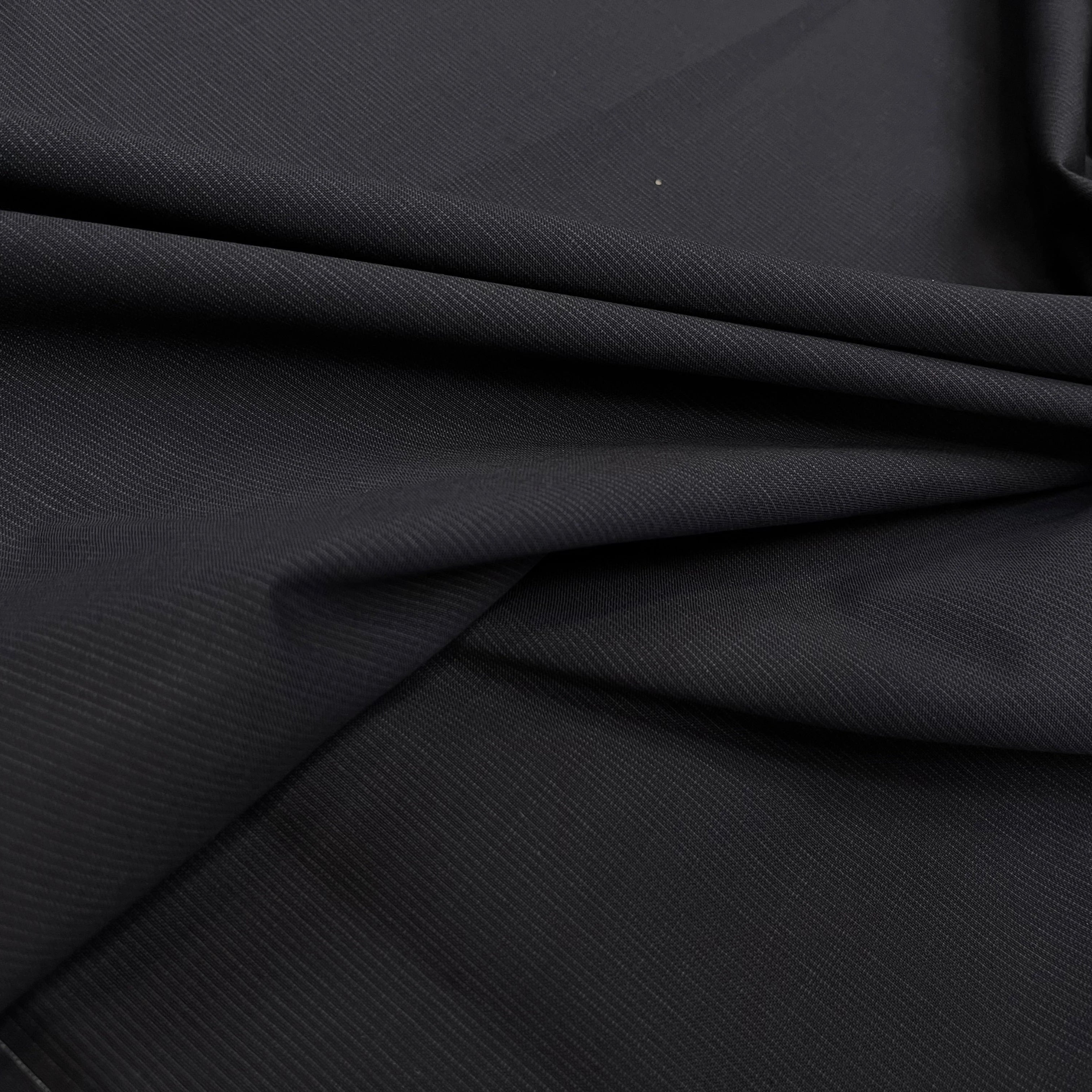 DRAPERIE DE LAINE DEPERLANTE BLEU NUIT GRIS FILS MULTICOLORES SUR LES LISIÈRES - My Little Coupon