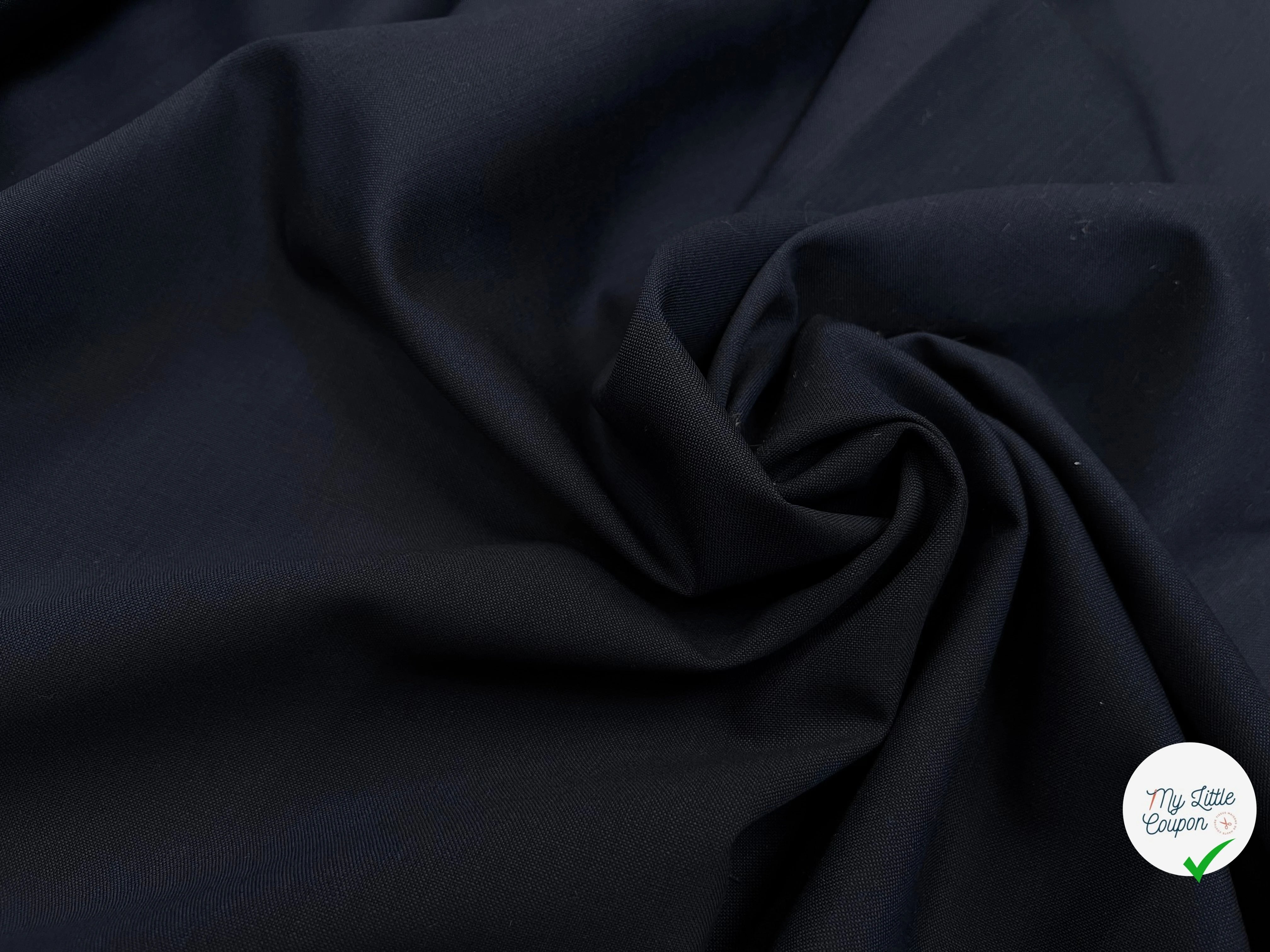 DRAPERIE DE LAINE EFFET PIQUÉE DEPERLANTE BLEU MARINE FONCÉ - My Little Coupon