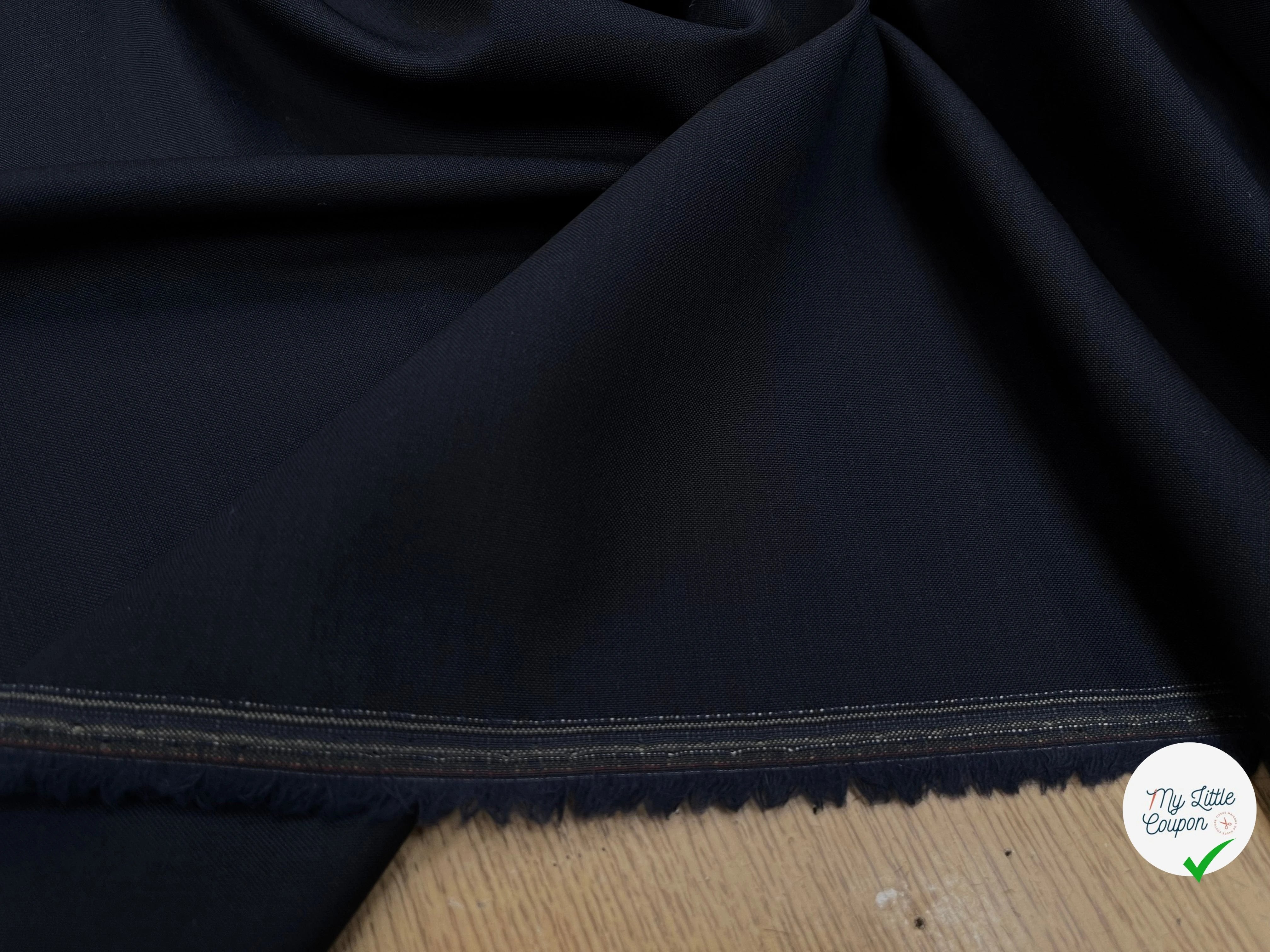 DRAPERIE DE LAINE EFFET PIQUÉE DEPERLANTE BLEU MARINE FONCÉ - My Little Coupon