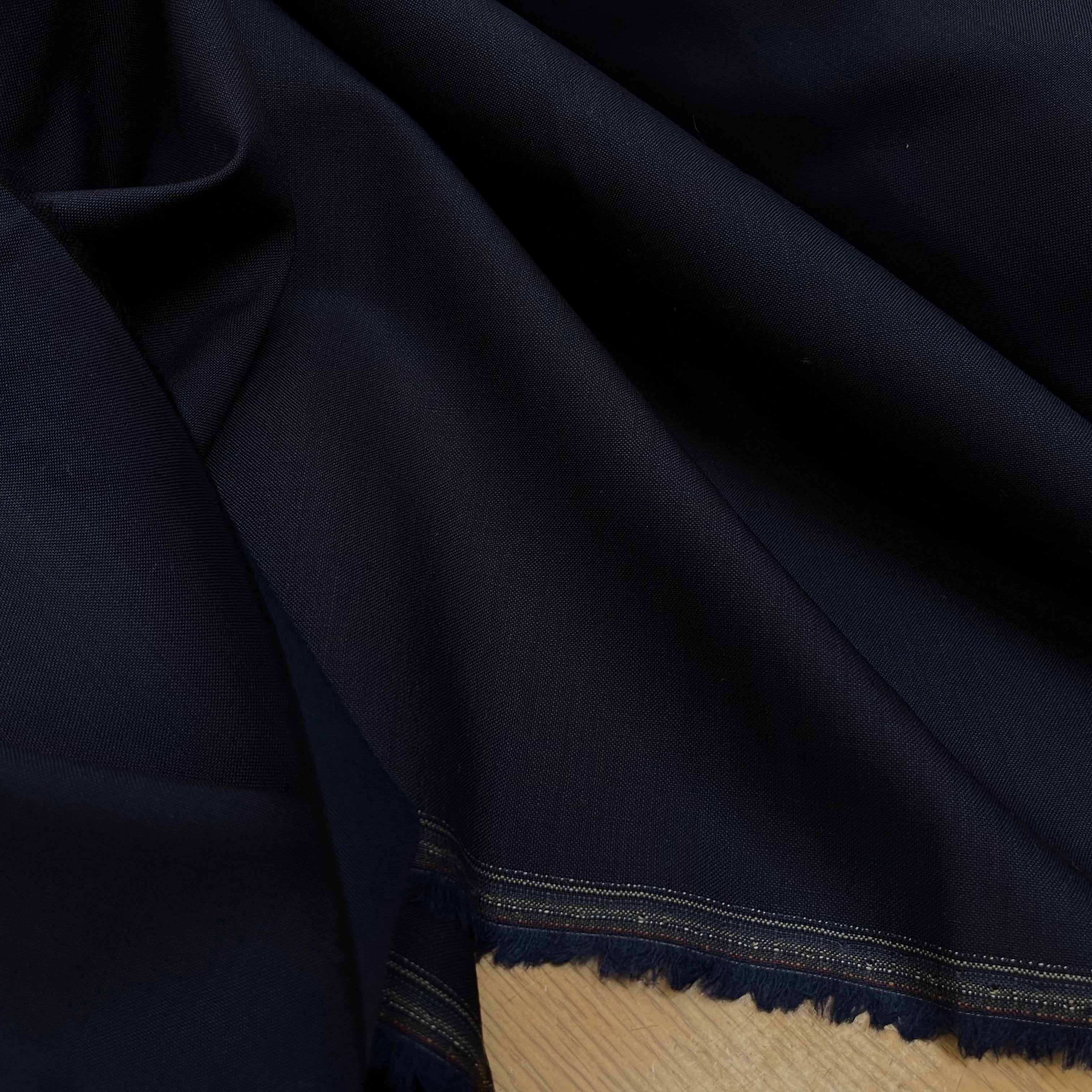 DRAPERIE DE LAINE EFFET PIQUÉE DEPERLANTE BLEU MARINE FONCÉ - My Little Coupon