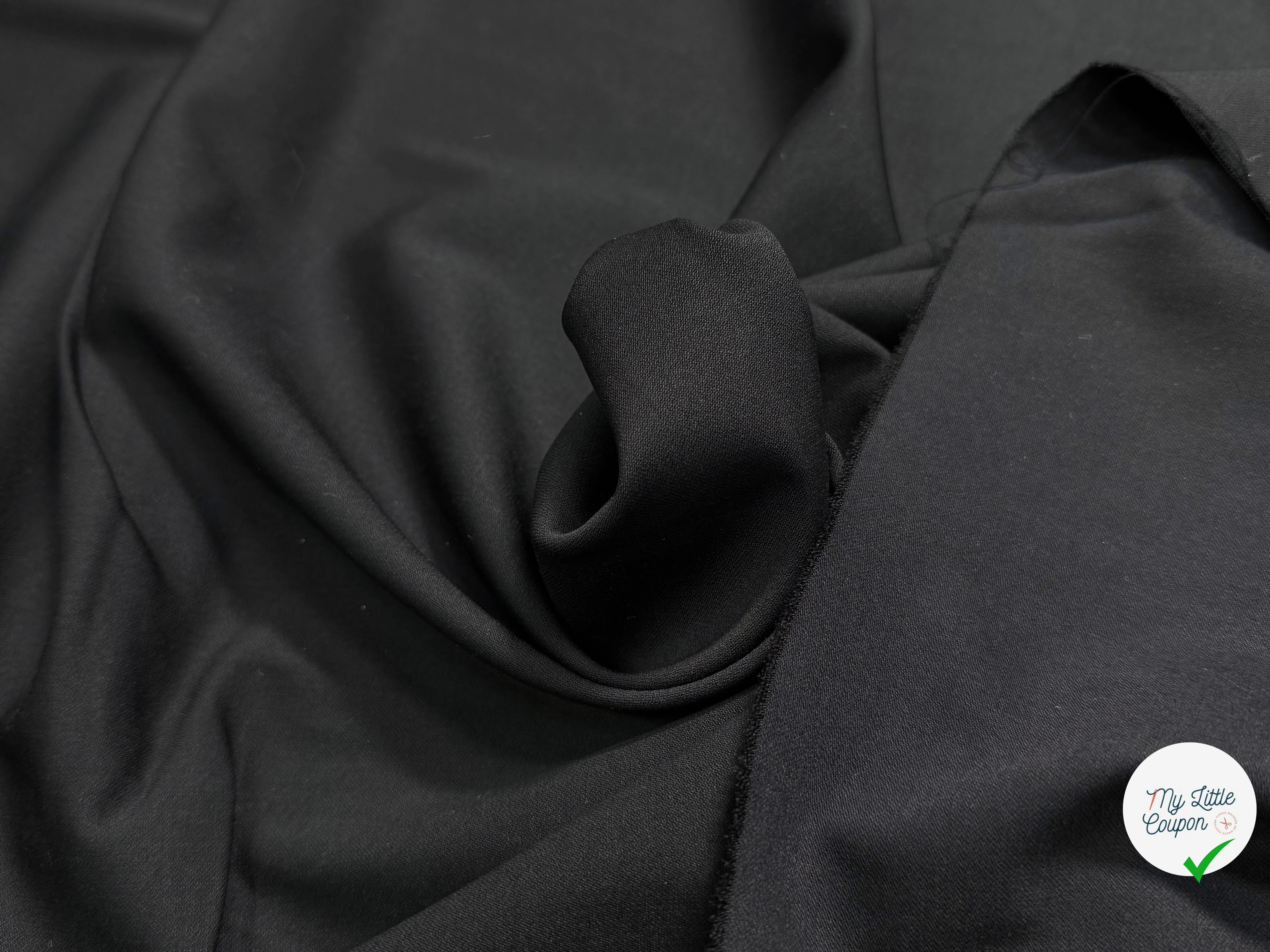 DRAPERIE DE LAINE ET VISCOSE FROIDE TRÈS BELLE TENUE STRETCH NOIR 55% LAINE VIERGE - My Little Coupon