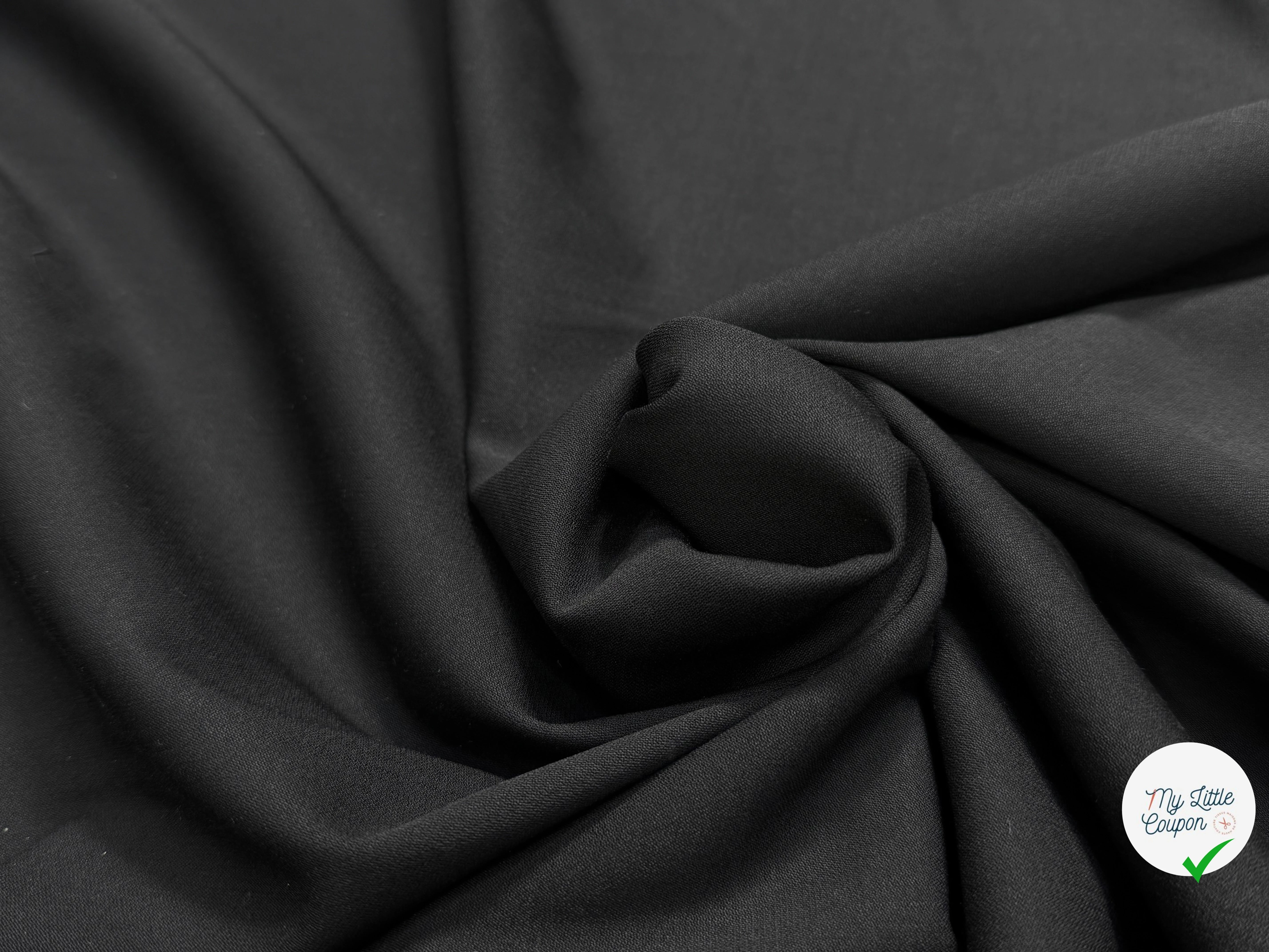 DRAPERIE DE LAINE ET VISCOSE FROIDE TRÈS BELLE TENUE STRETCH NOIR 55% LAINE VIERGE - My Little Coupon